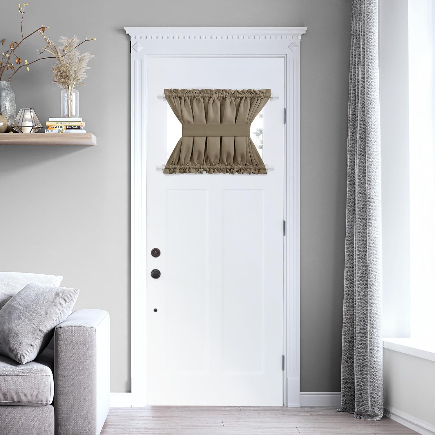 Deconovo Blackout Door Curtain Panel with Adjustable Tieback for Glass Doors, Solid Color, 1 Panel