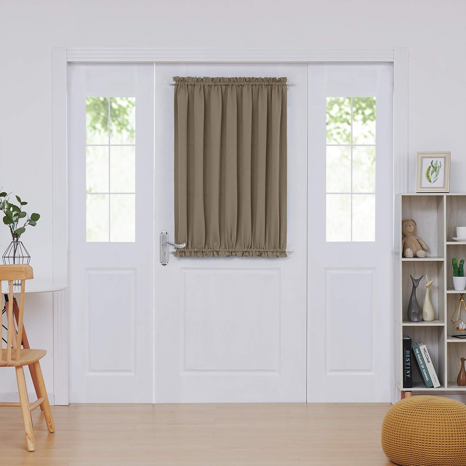 Deconovo Blackout Door Curtain Panel with Adjustable Tieback for Glass Doors, Solid Color, 1 Panel