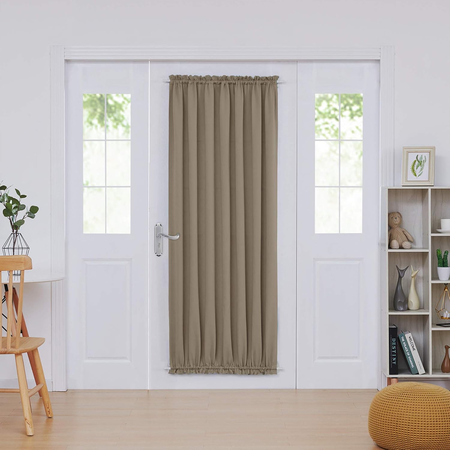Deconovo Blackout Door Curtain Panel with Adjustable Tieback for Glass Doors, Solid Color, 1 Panel