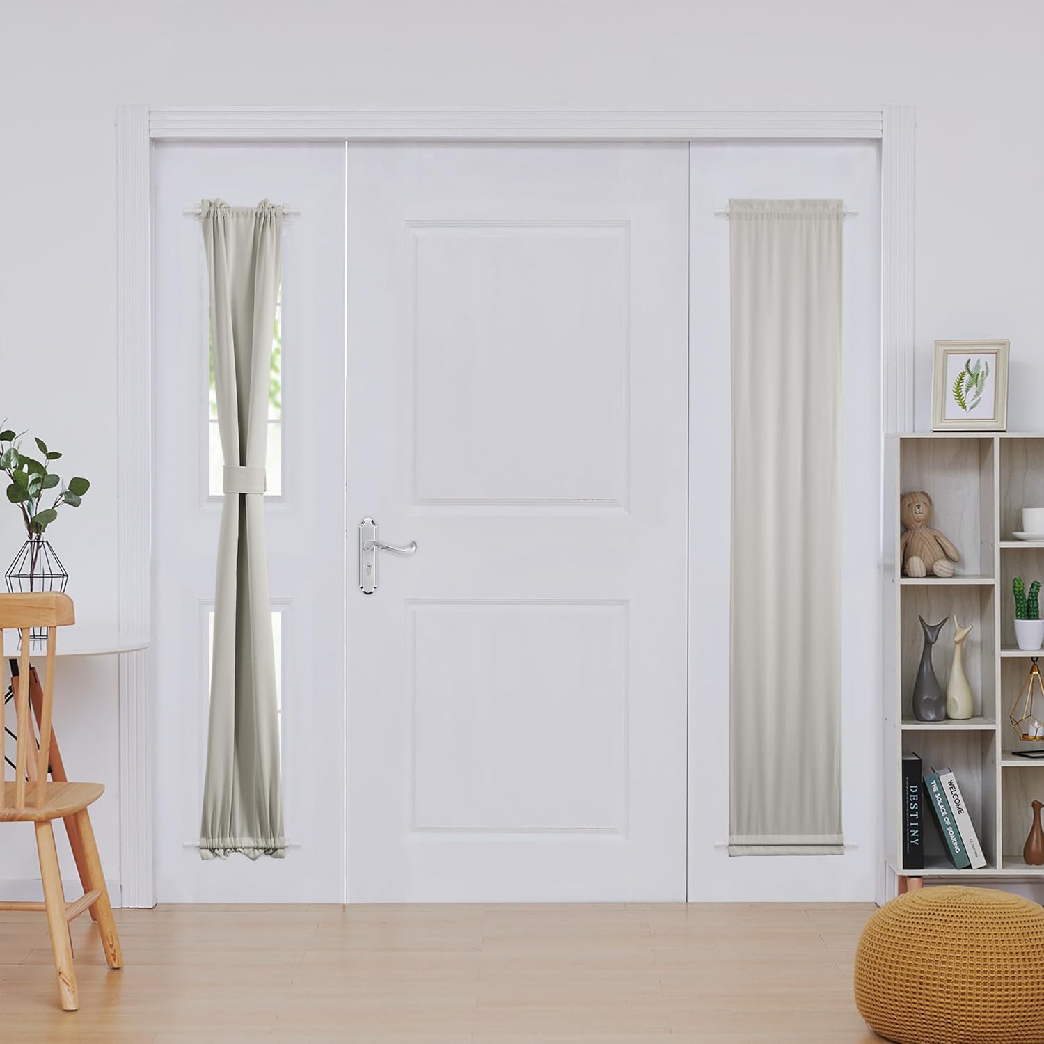 Deconovo Blackout Door Curtain Panel with Adjustable Tieback for Glass Doors, Solid Color, 1 Panel