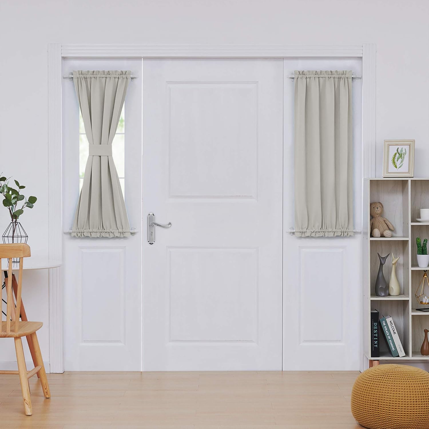 Deconovo Blackout Door Curtain Panel with Adjustable Tieback for Glass Doors, Solid Color, 1 Panel