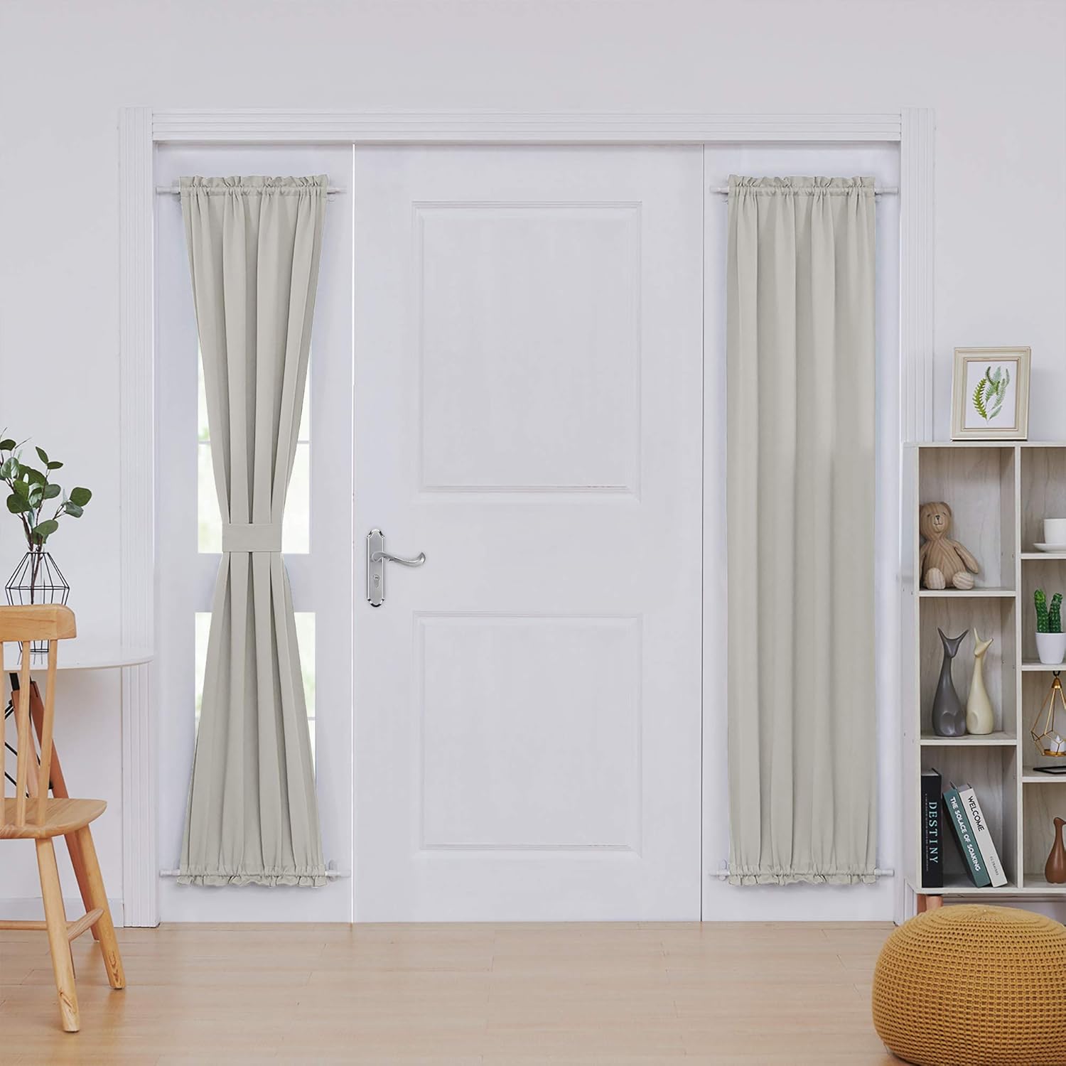 Deconovo Blackout Door Curtain Panel with Adjustable Tieback for Glass Doors, Solid Color, 1 Panel