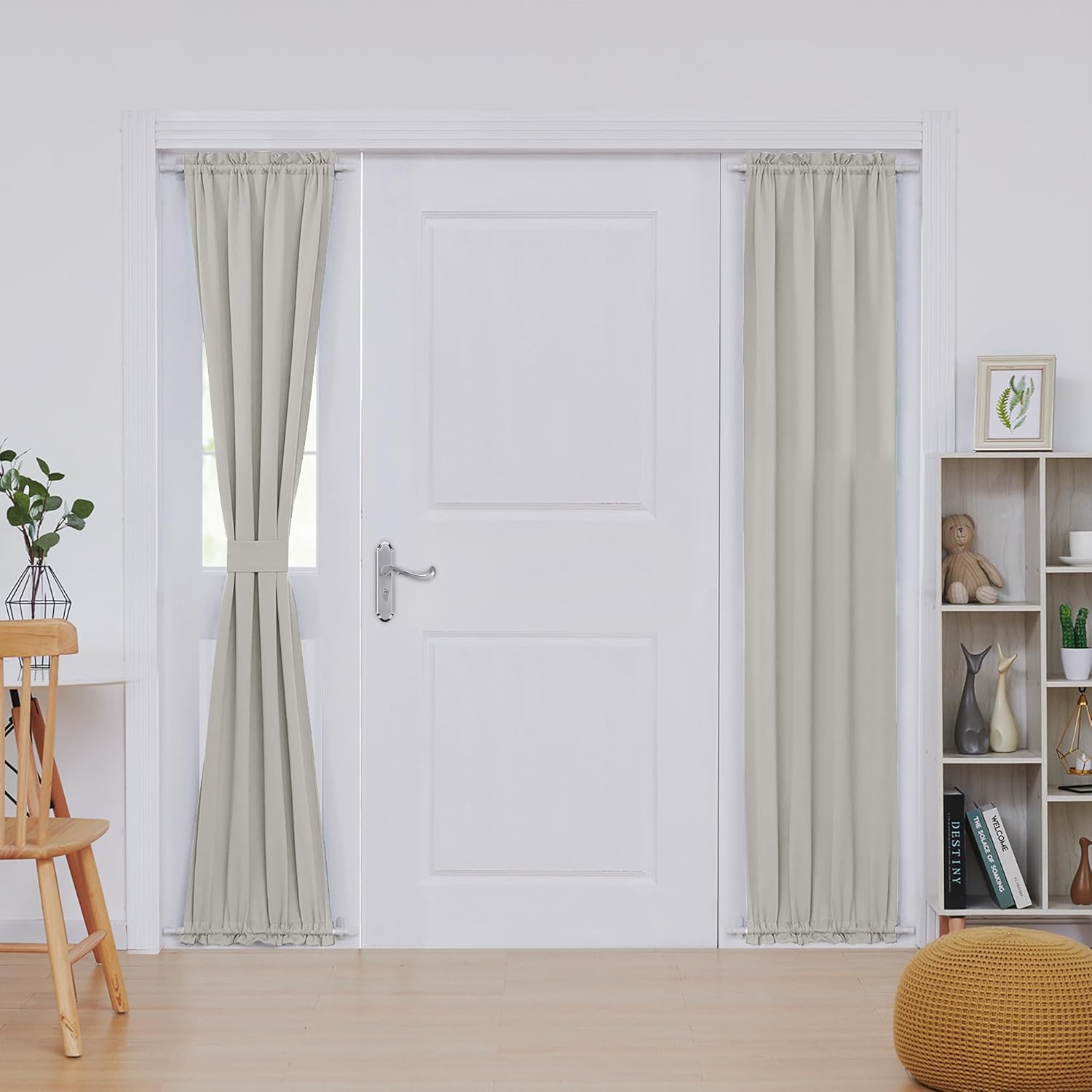 Deconovo Blackout Door Curtain Panel with Adjustable Tieback for Glass Doors, Solid Color, 1 Panel