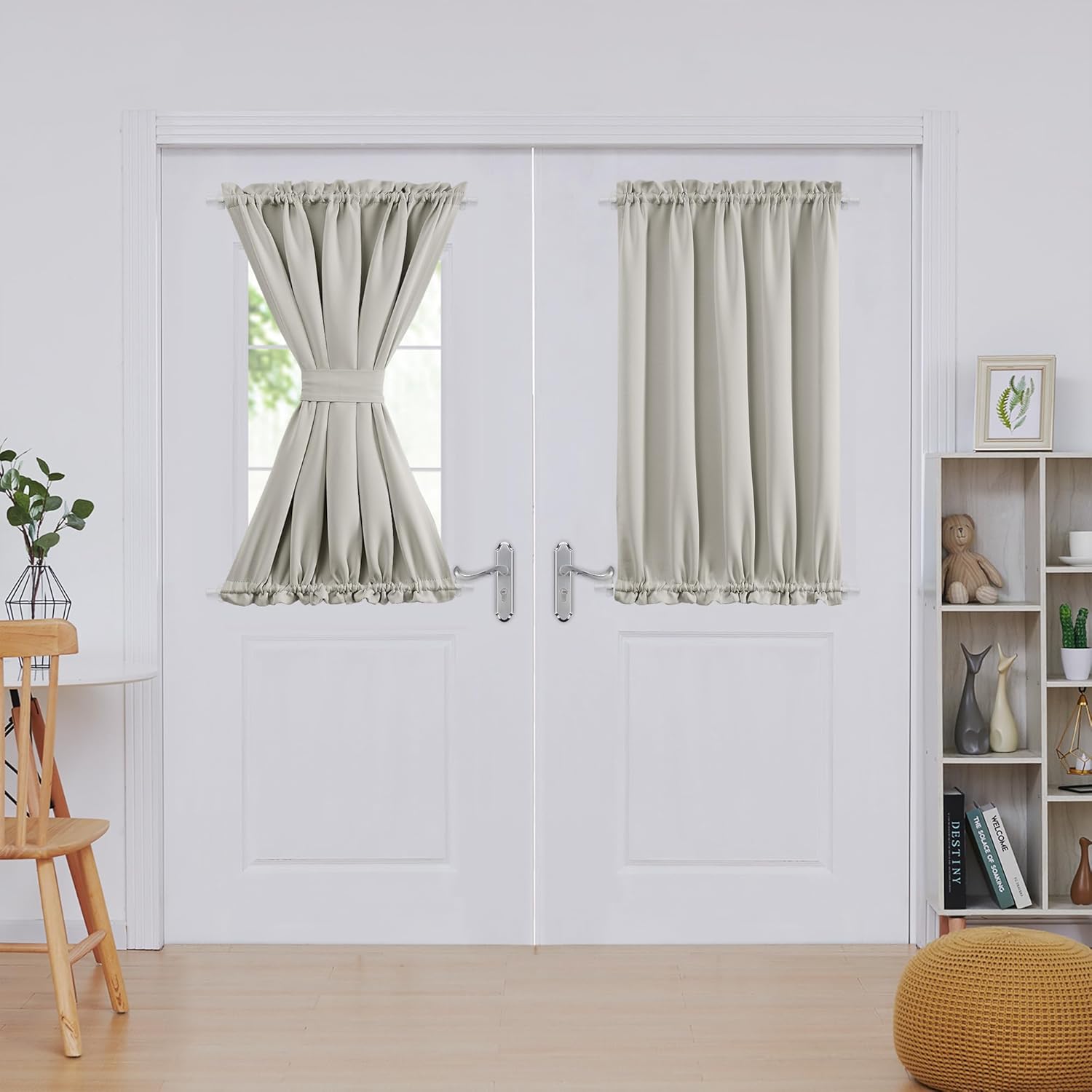 Deconovo Blackout Door Curtain Panel with Adjustable Tieback for Glass Doors, Solid Color, 1 Panel