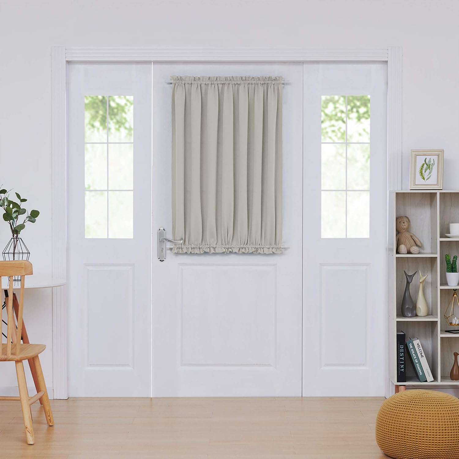 Deconovo Blackout Door Curtain Panel with Adjustable Tieback for Glass Doors, Solid Color, 1 Panel