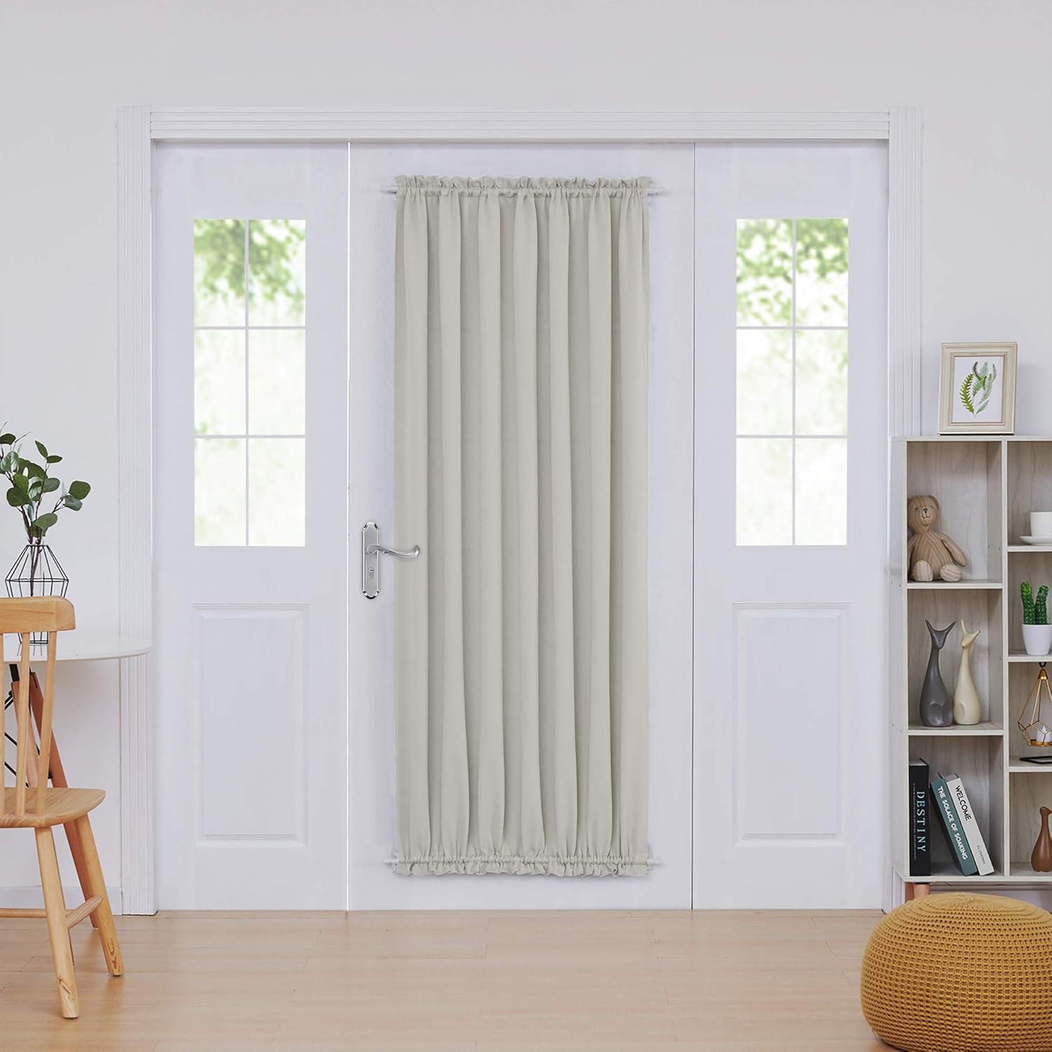 Deconovo Blackout Door Curtain Panel with Adjustable Tieback for Glass Doors, Solid Color, 1 Panel