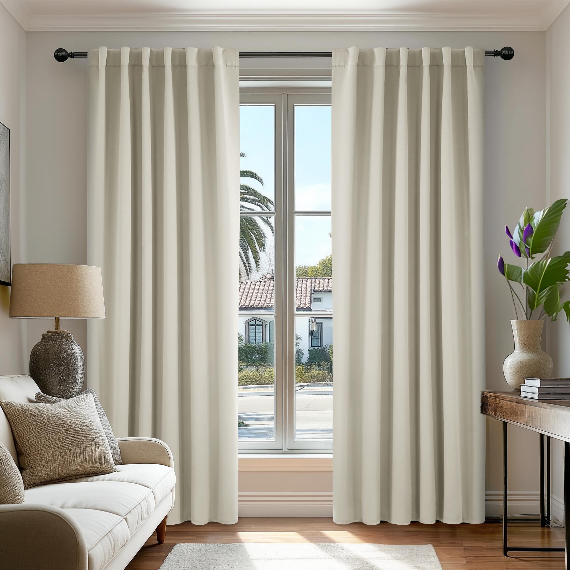Deconovo Room Darkening Thermal Curtains, 2 Panels, Back Tab & Rod Pocket, Solid Color