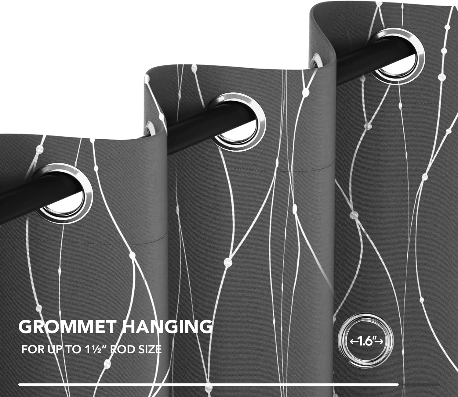 Deconovo Metallic Wave Foil Room Darkening Grommet Curtain Panels 2 Count