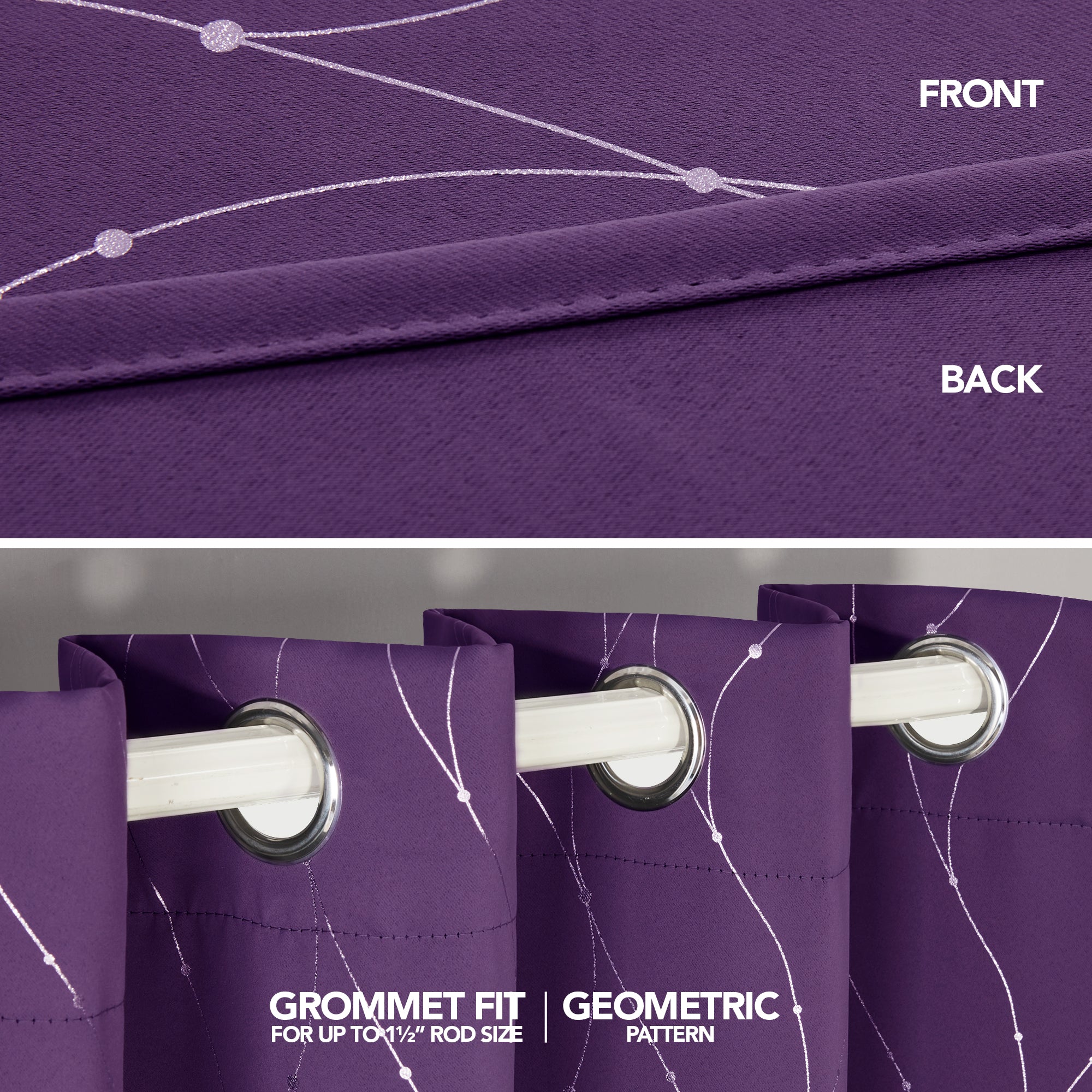 Deconovo Wave Line with Dots Blackout Curtains 52" W (2 Panels)