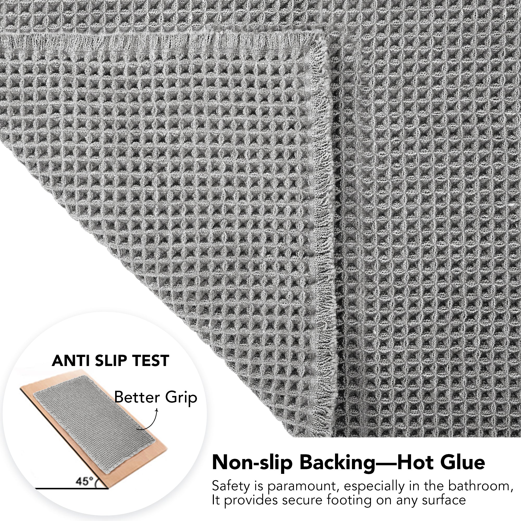 Deconovo Waffle Grid Bathroom Floor Mat Non Slip Absorbent Rug