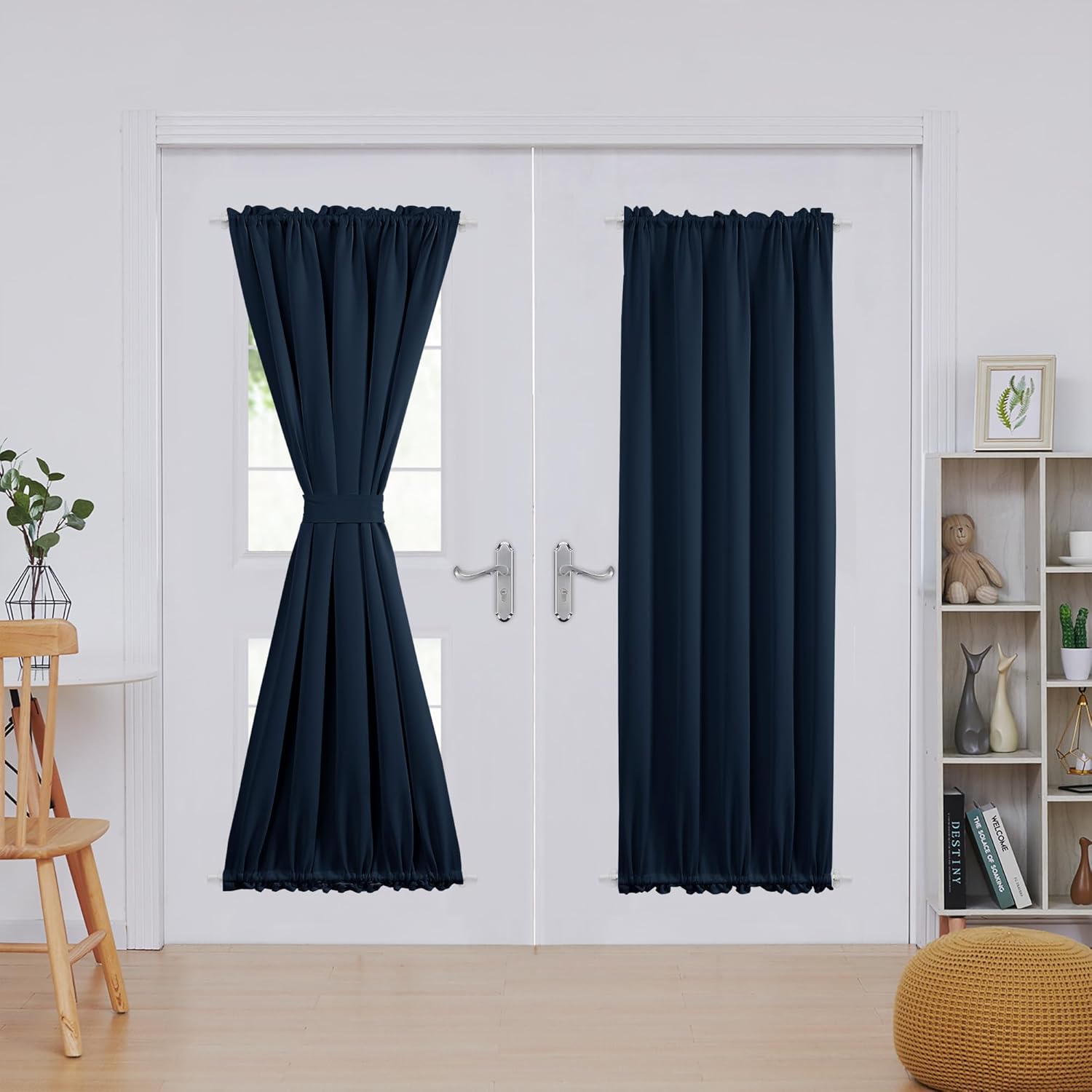Deconovo Blackout Door Curtain Panel with Adjustable Tieback for Glass Doors, Solid Color, 1 Panel