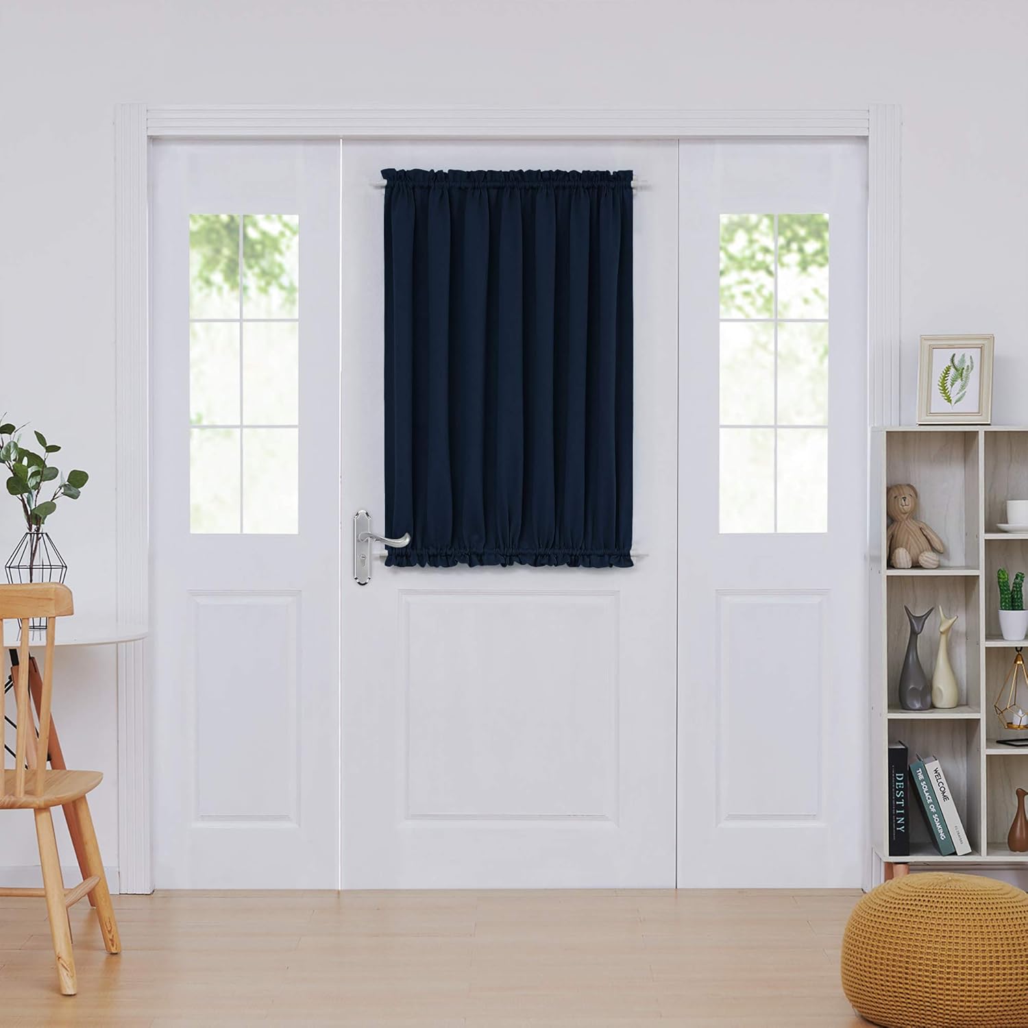 Deconovo Blackout Door Curtain Panel with Adjustable Tieback for Glass Doors, Solid Color, 1 Panel