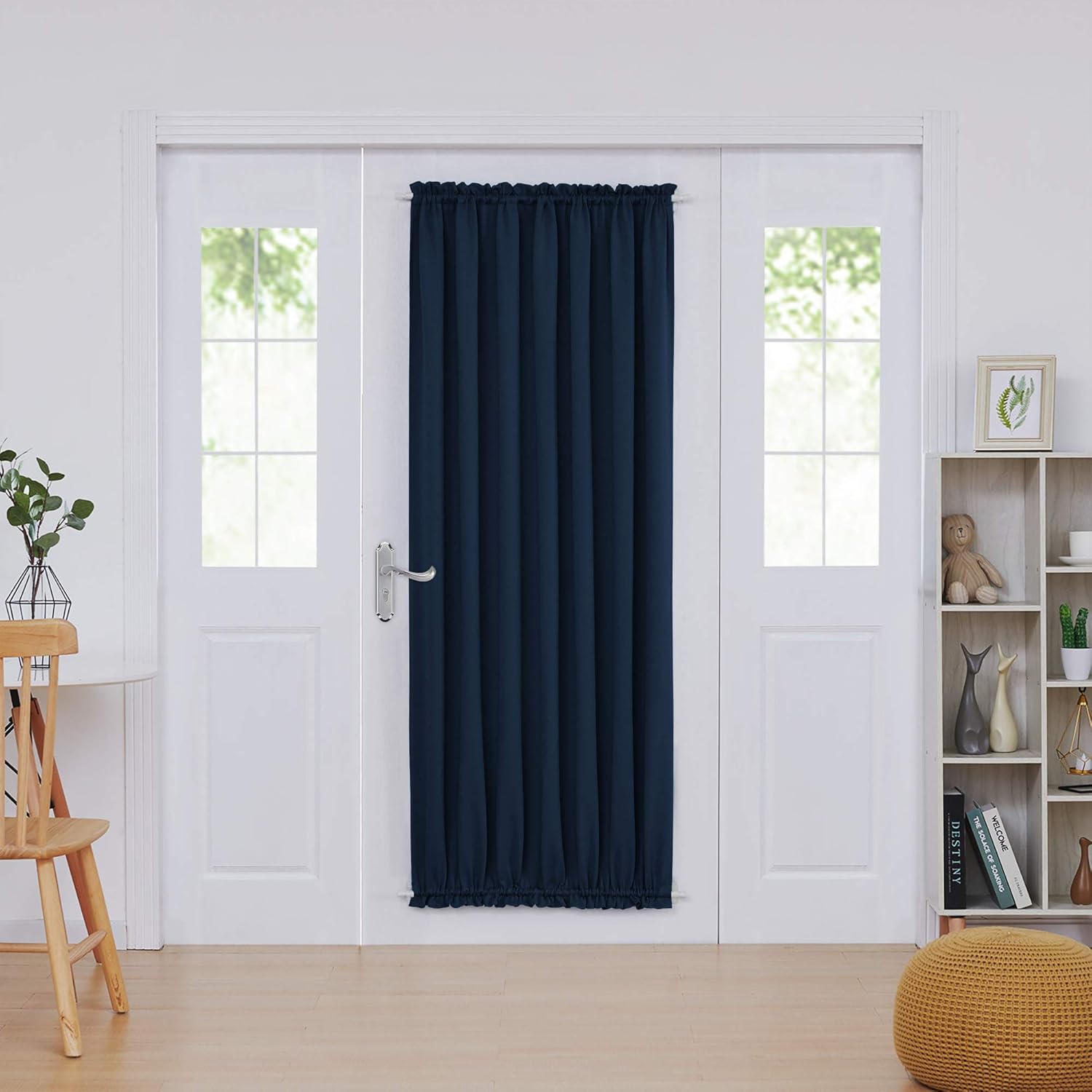 Deconovo Blackout Door Curtain Panel with Adjustable Tieback for Glass Doors, Solid Color, 1 Panel