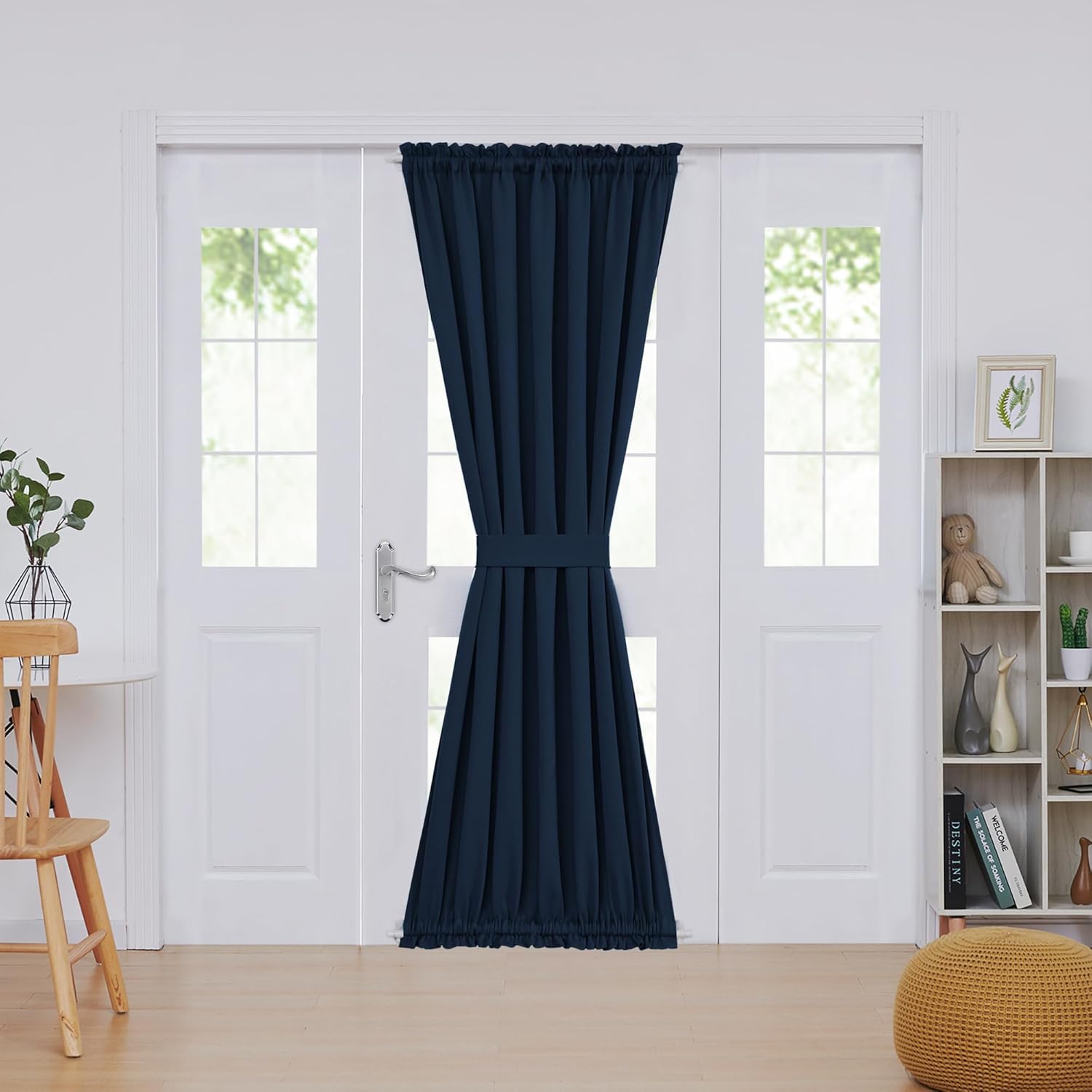 Deconovo Blackout Door Curtain Panel with Adjustable Tieback for Glass Doors, Solid Color, 1 Panel