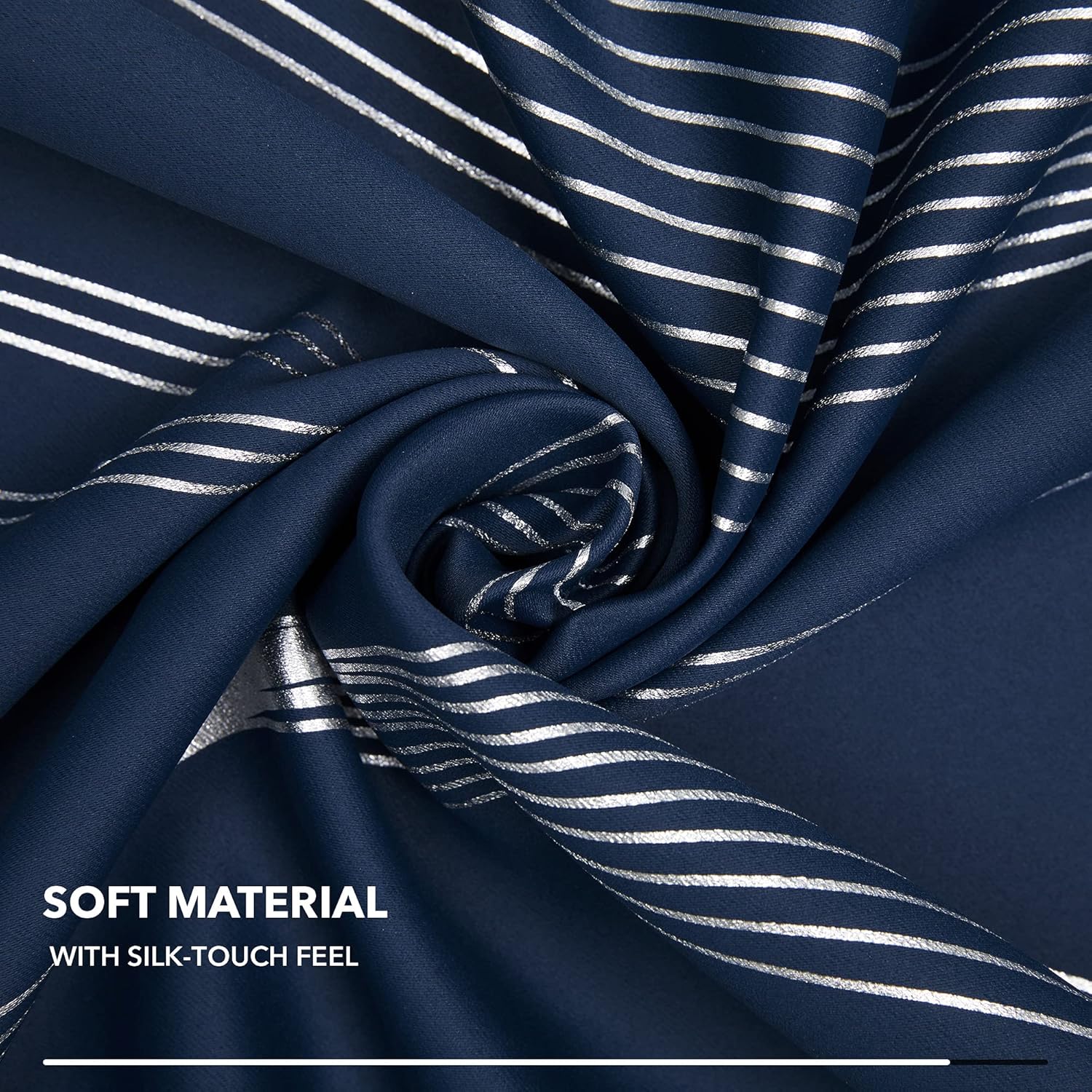 Deconovo Foil-Accented Wave Design Thermal Room Darkening Grommet Curtain Panels, Set of 2