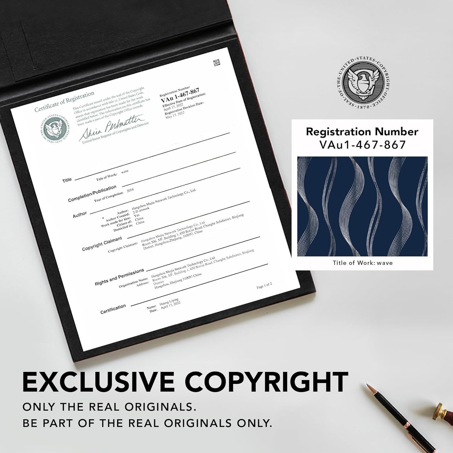 Deconovo Foil-Accented Wave Design Thermal Room Darkening Grommet Curtain Panels, Set of 2