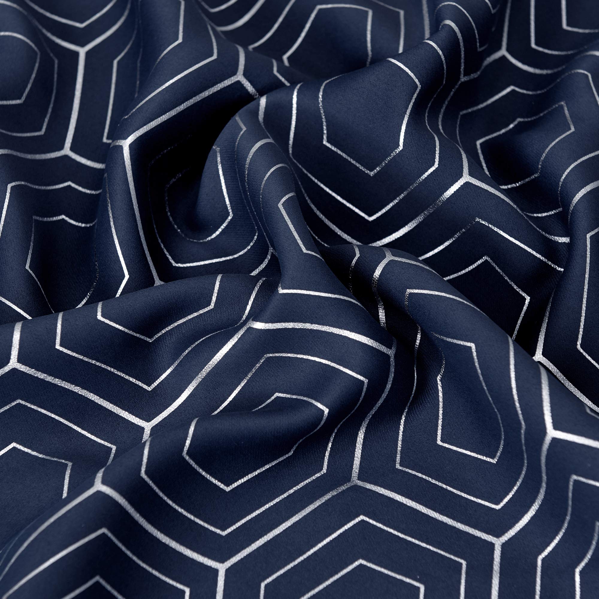 Deconovo Foil Geometric Blackout Curtains, 2 Panels, Grommet Top
