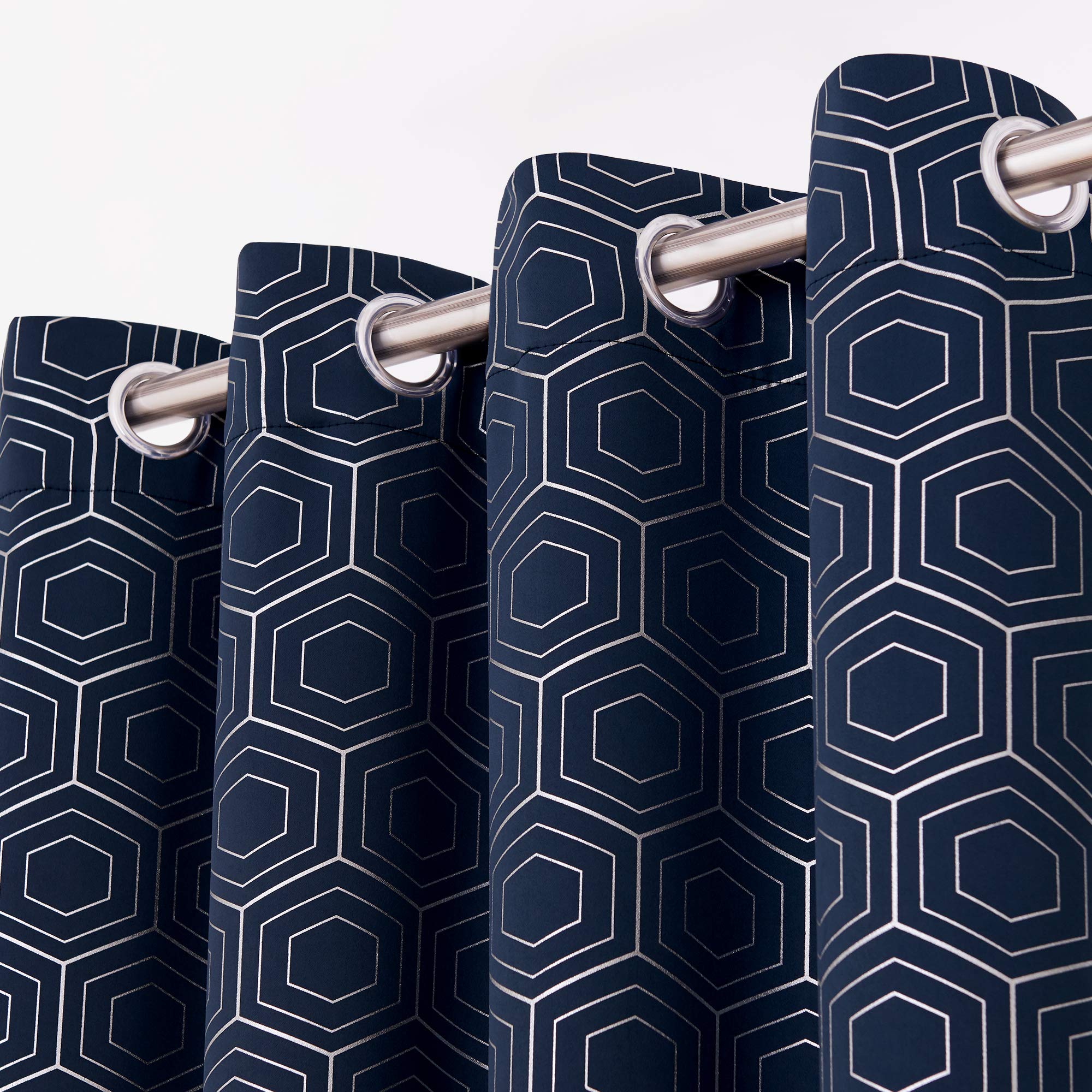 Deconovo Foil Geometric Blackout Curtains, 2 Panels, Grommet Top