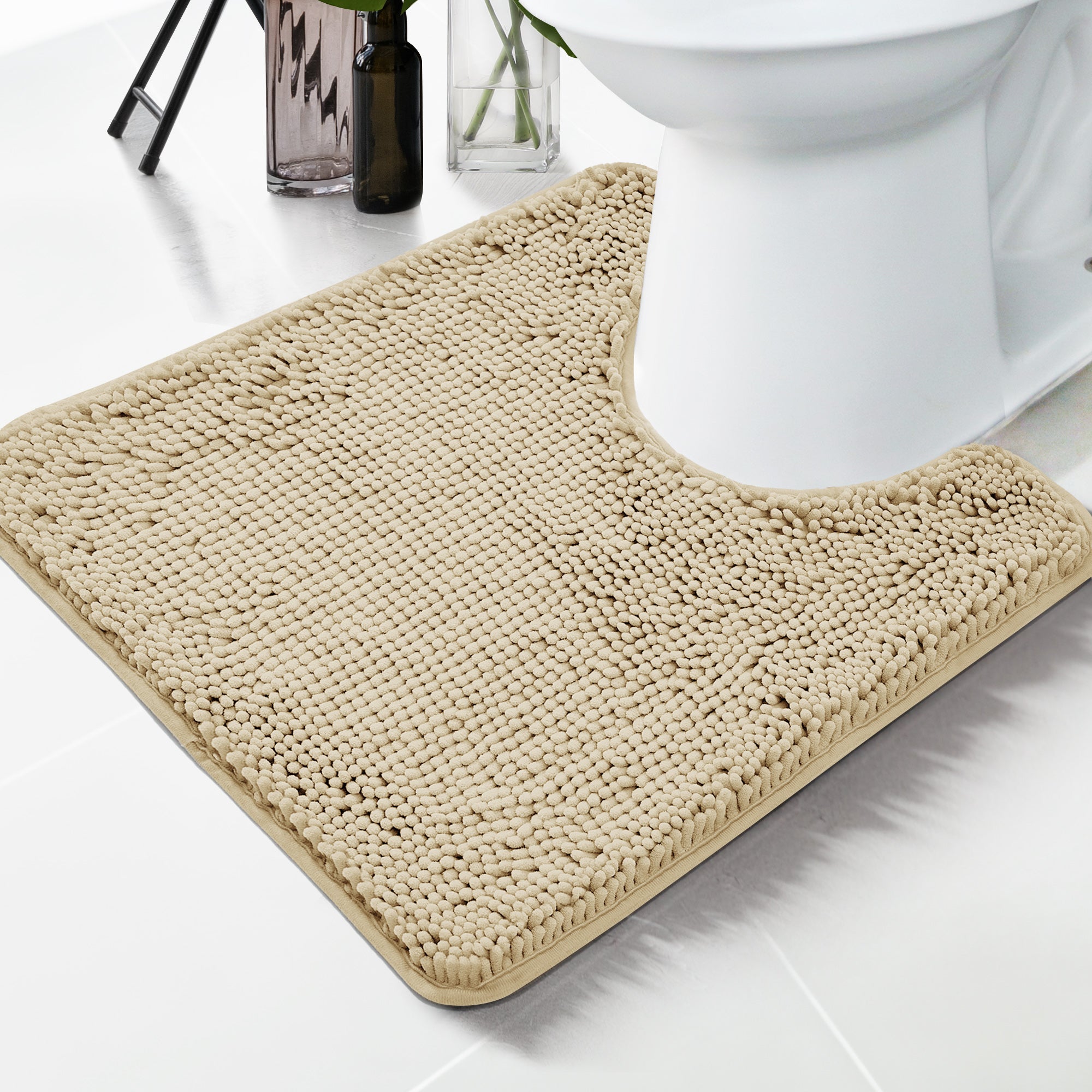 Deconovo Plush Chenille Bath Rug  Non-Slip, Washable Comfort Mat