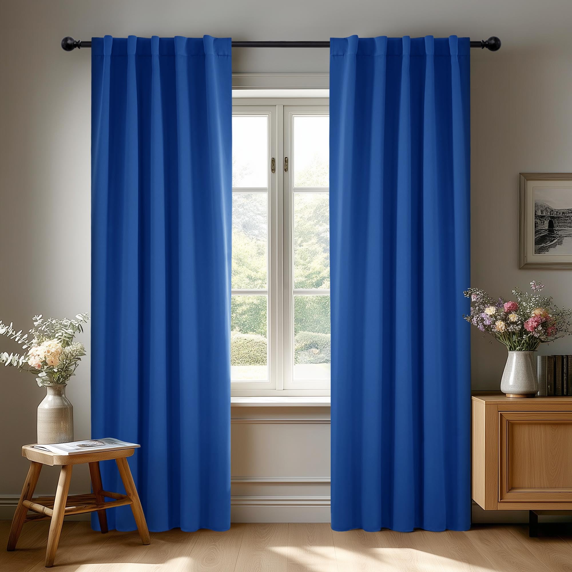 Deconovo Room Darkening Thermal Curtains, 2 Panels, Back Tab & Rod Pocket, Solid Color