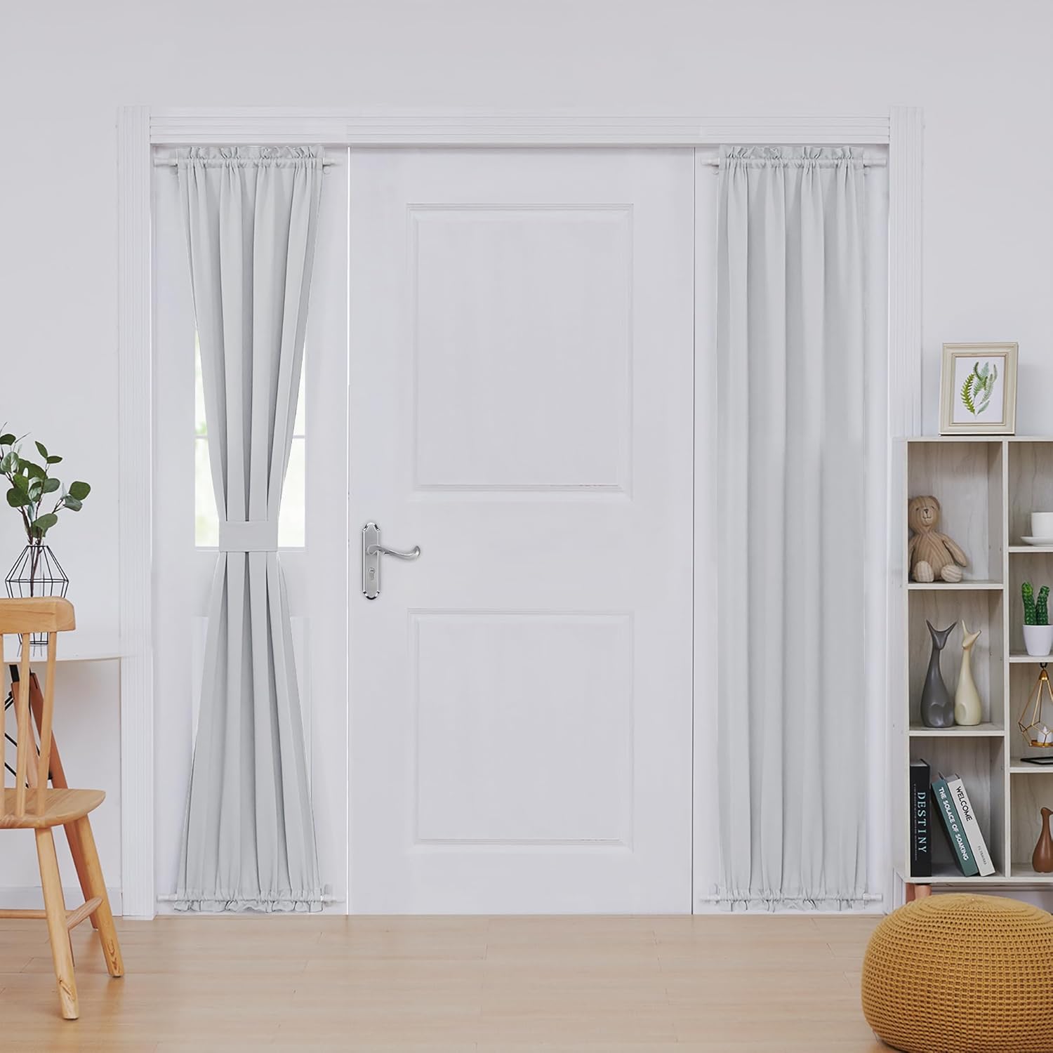 Deconovo Blackout Door Curtain Panel with Adjustable Tieback for Glass Doors, Solid Color, 1 Panel