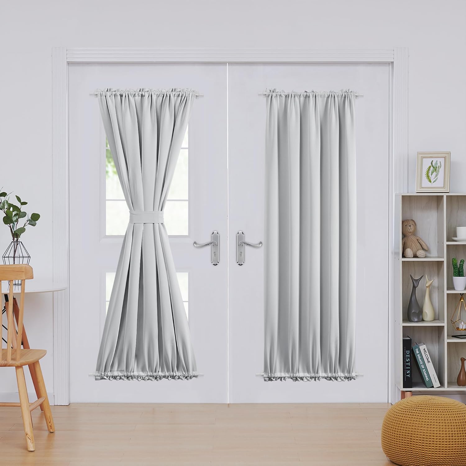 Deconovo Blackout Door Curtain Panel with Adjustable Tieback for Glass Doors, Solid Color, 1 Panel