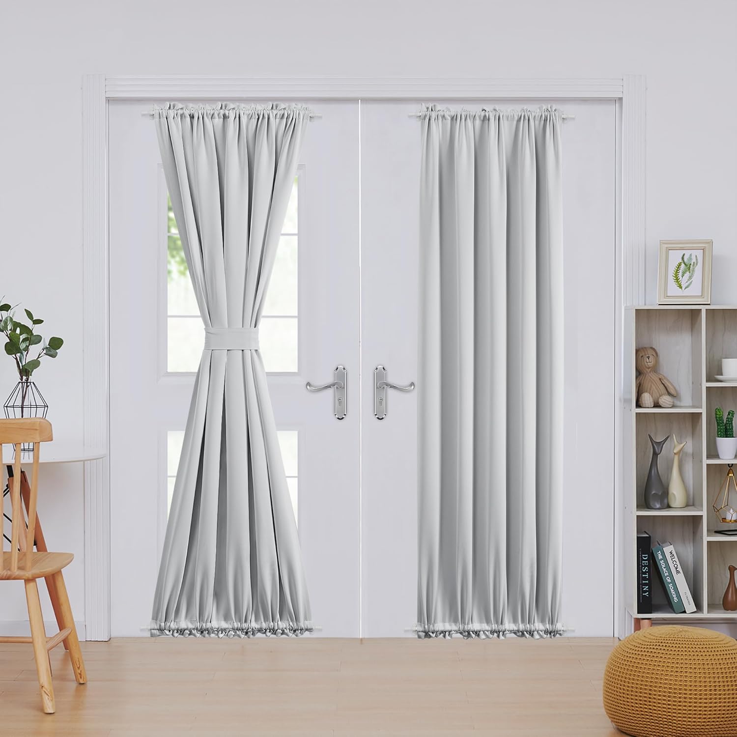 Deconovo Blackout Door Curtain Panel with Adjustable Tieback for Glass Doors, Solid Color, 1 Panel