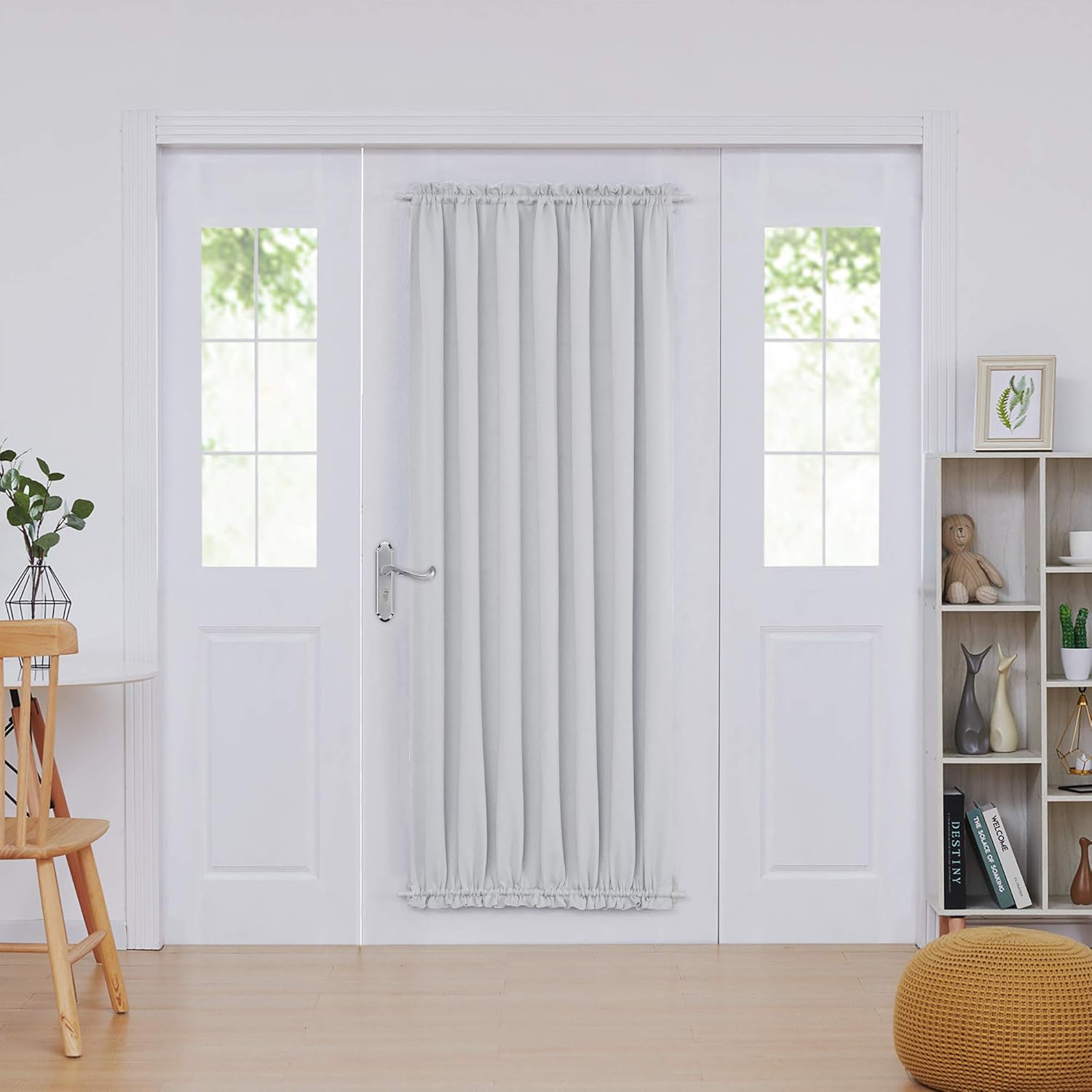 Deconovo Blackout Door Curtain Panel with Adjustable Tieback for Glass Doors, Solid Color, 1 Panel