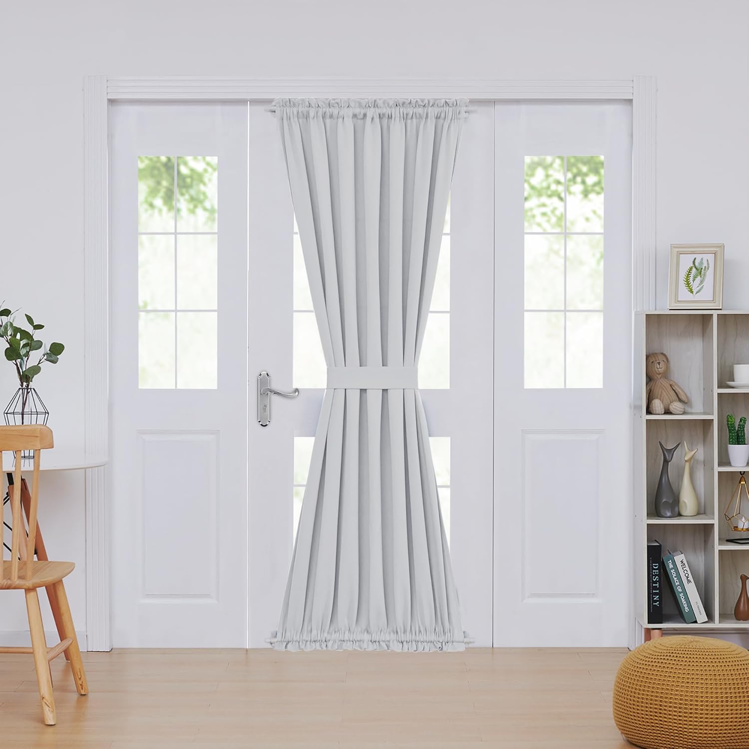 Deconovo Blackout Door Curtain Panel with Adjustable Tieback for Glass Doors, Solid Color, 1 Panel