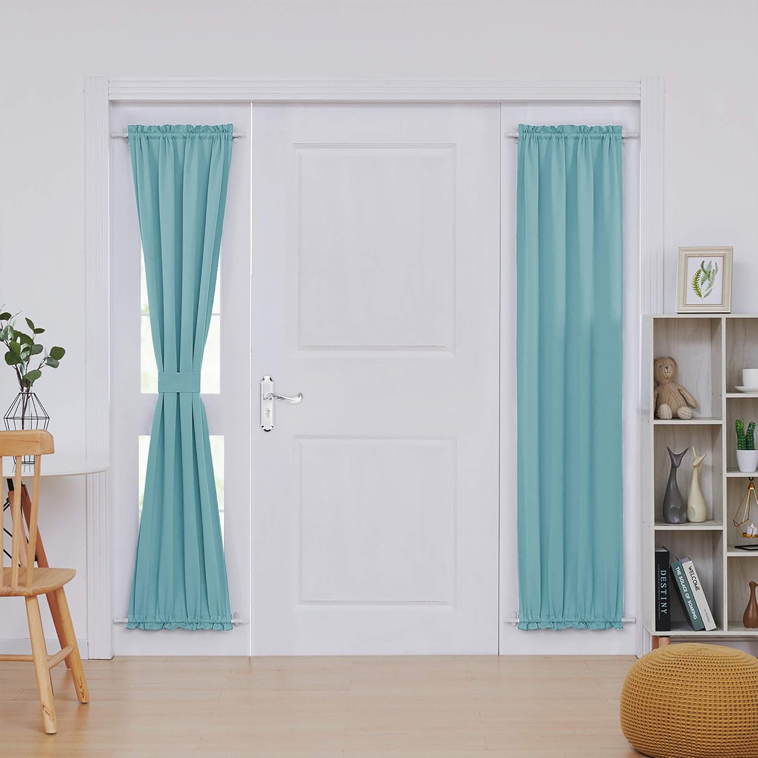 Deconovo Blackout Door Curtain Panel with Adjustable Tieback for Glass Doors, Solid Color, 1 Panel