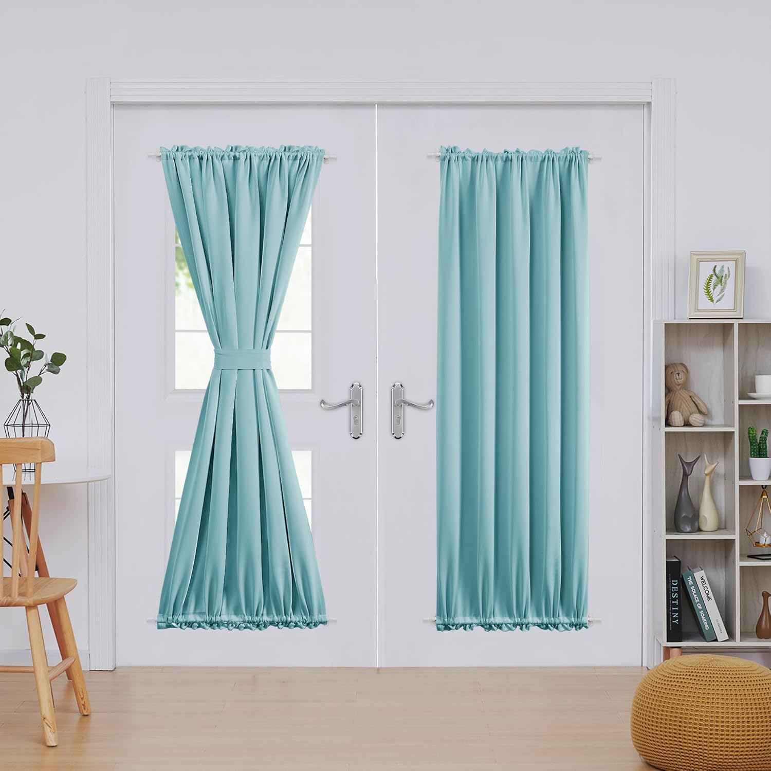 Deconovo Blackout Door Curtain Panel with Adjustable Tieback for Glass Doors, Solid Color, 1 Panel