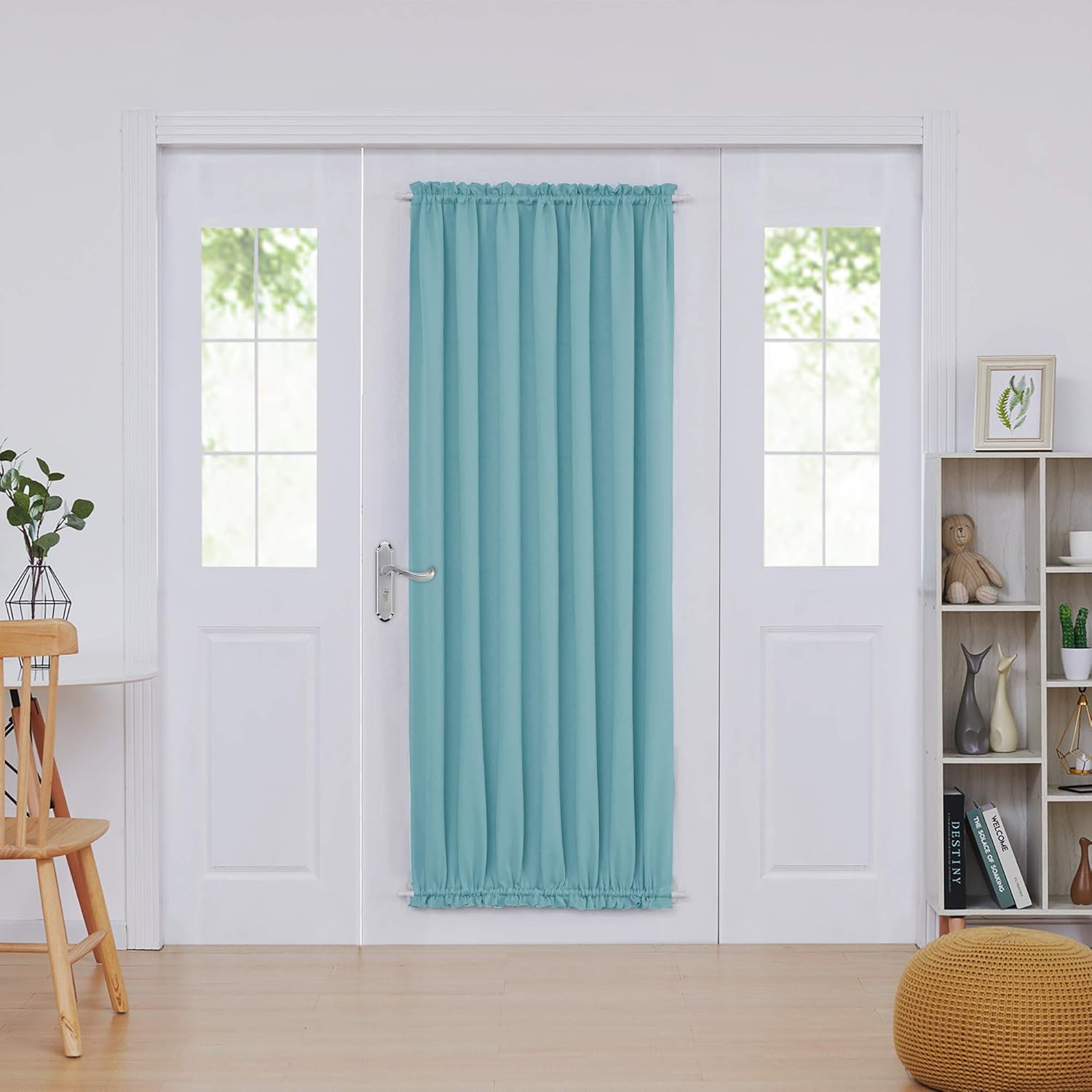 Deconovo Blackout Door Curtain Panel with Adjustable Tieback for Glass Doors, Solid Color, 1 Panel
