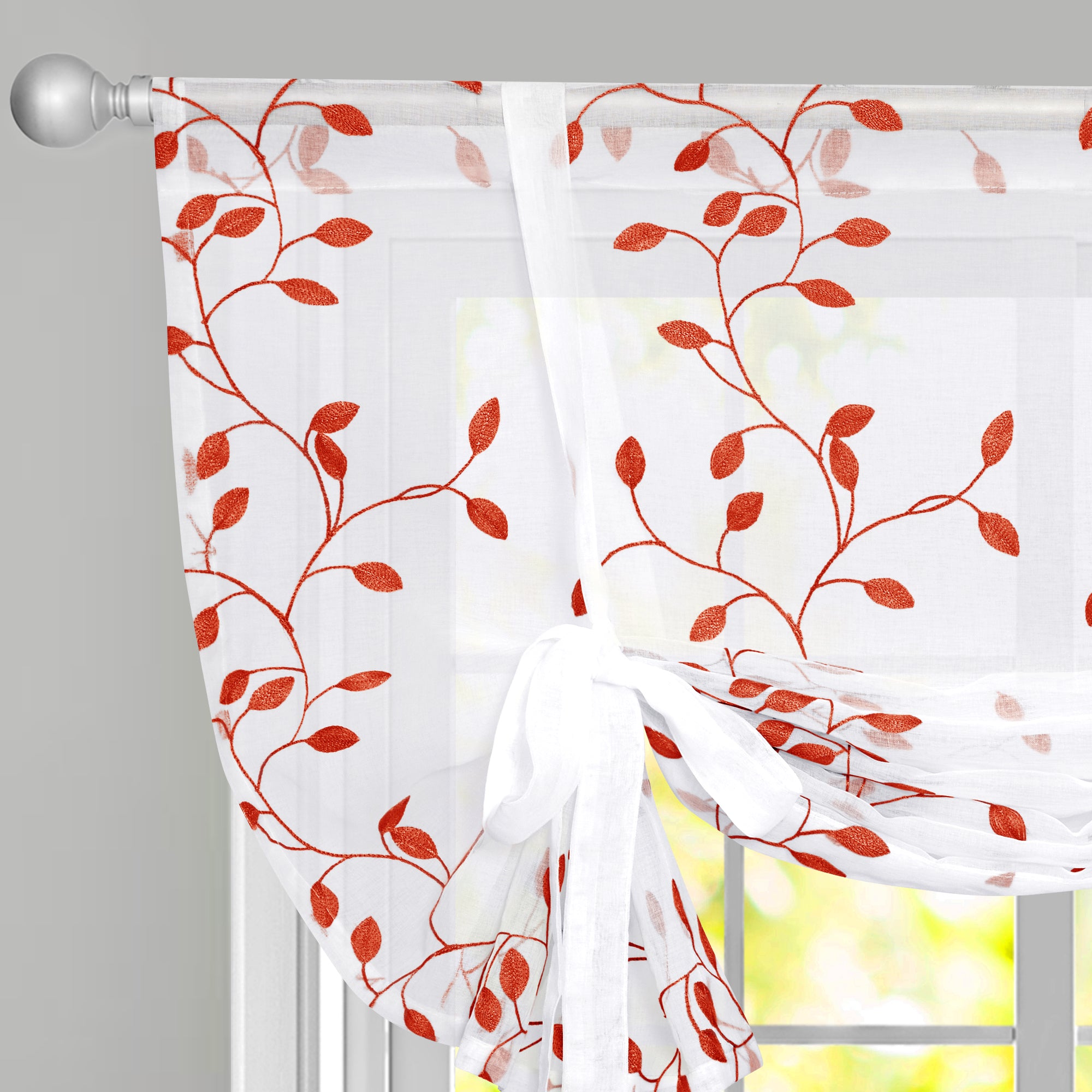 Deconovo 1 Panel  Round Embroidered Design Flower-LeafSheer Curtain For Bedroom And Livingroom