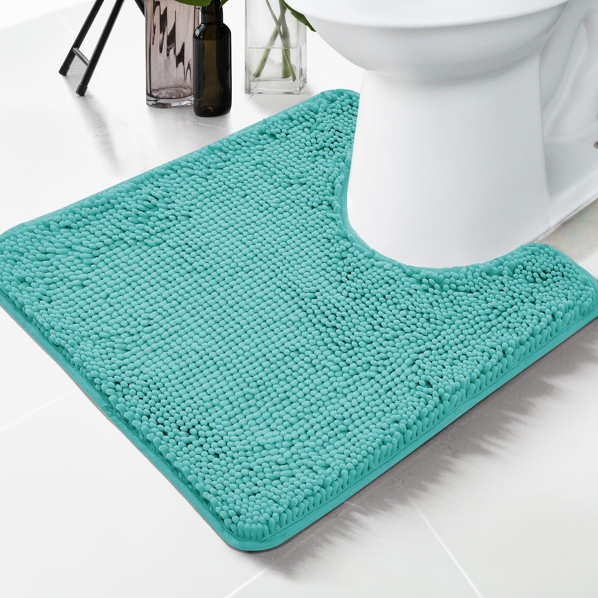 Deconovo Plush Chenille Bath Rug  Non-Slip, Washable Comfort Mat