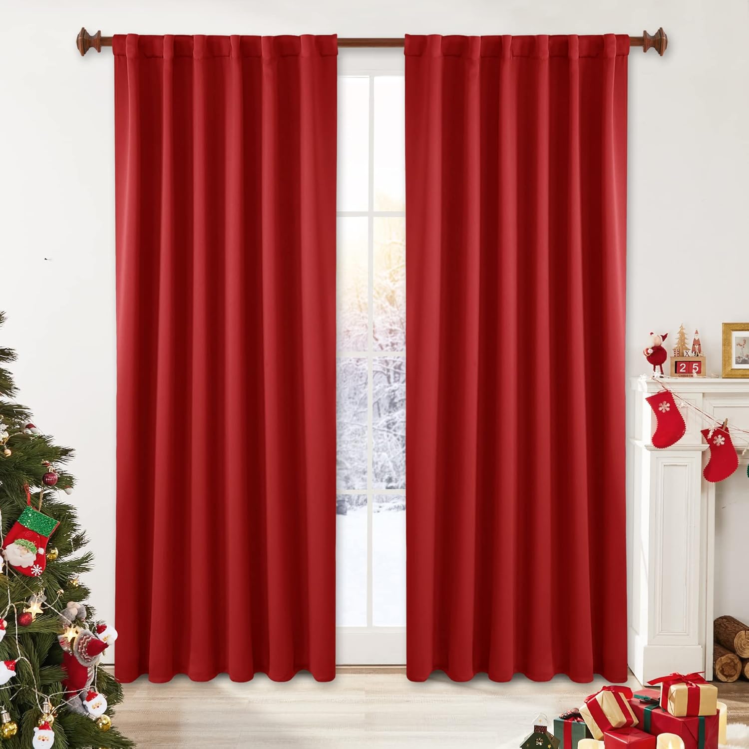 Deconovo Room Darkening Thermal Curtains, 2 Panels, Back Tab & Rod Pocket, Solid Color
