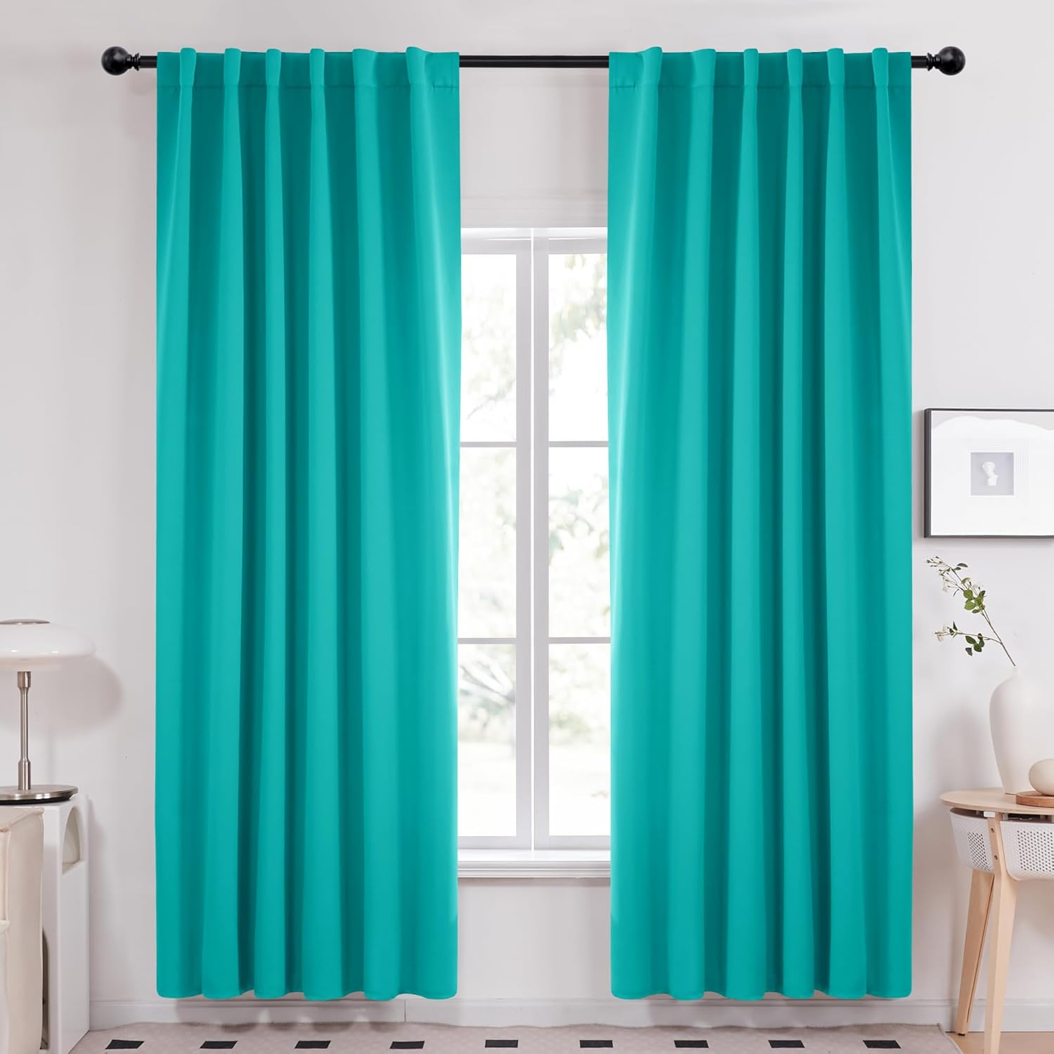 Deconovo Room Darkening Thermal Curtains, 2 Panels, Back Tab & Rod Pocket, Solid Color