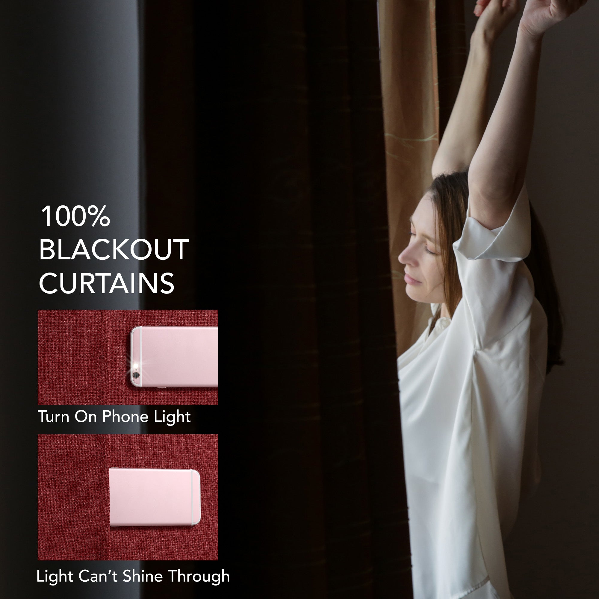 Deconovo 100% Blackout Faux Linen Curtains 2 Panels – Multiple Sizes