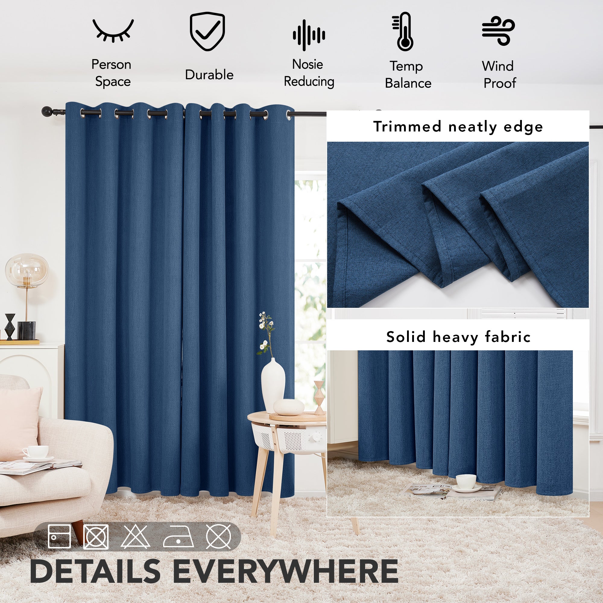 Deconovo Linen Blackout Curtains 2 Panels – Grommet Top, OEKO-TEX