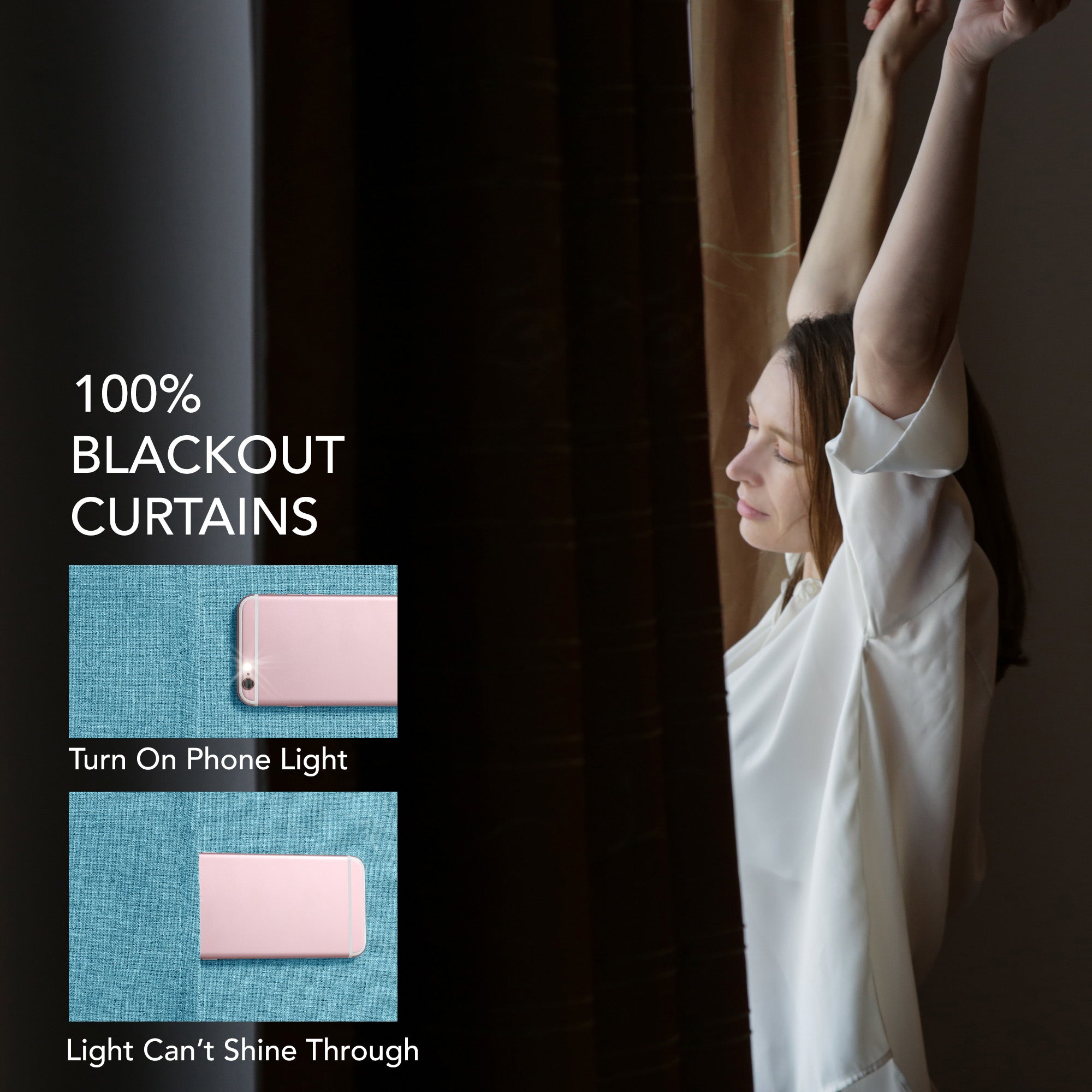 Deconovo 100% Blackout Faux Linen Curtains 2 Panels – Multiple Sizes