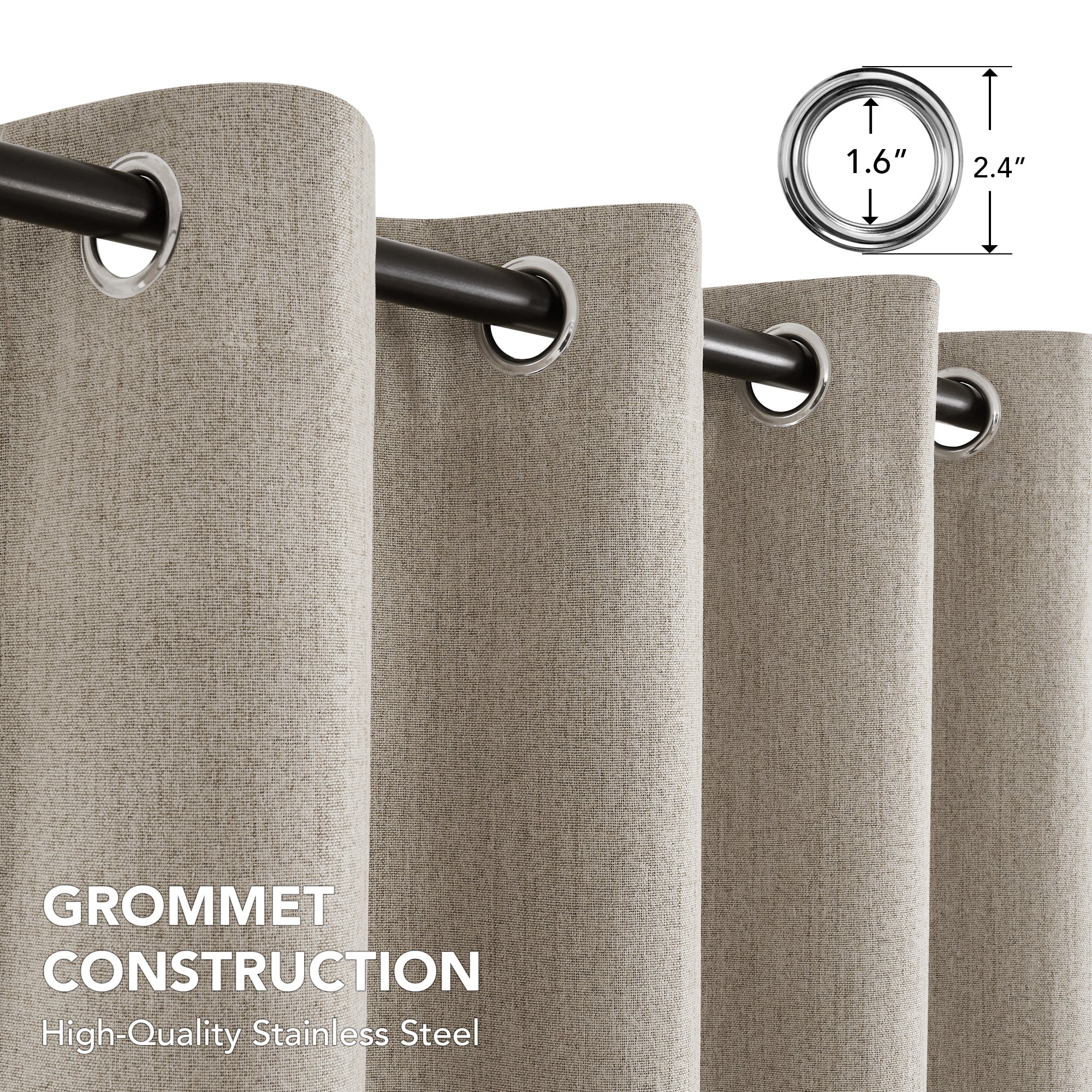 Deconovo Linen Blackout Curtains 2 Panels – Grommet Top, OEKO-TEX