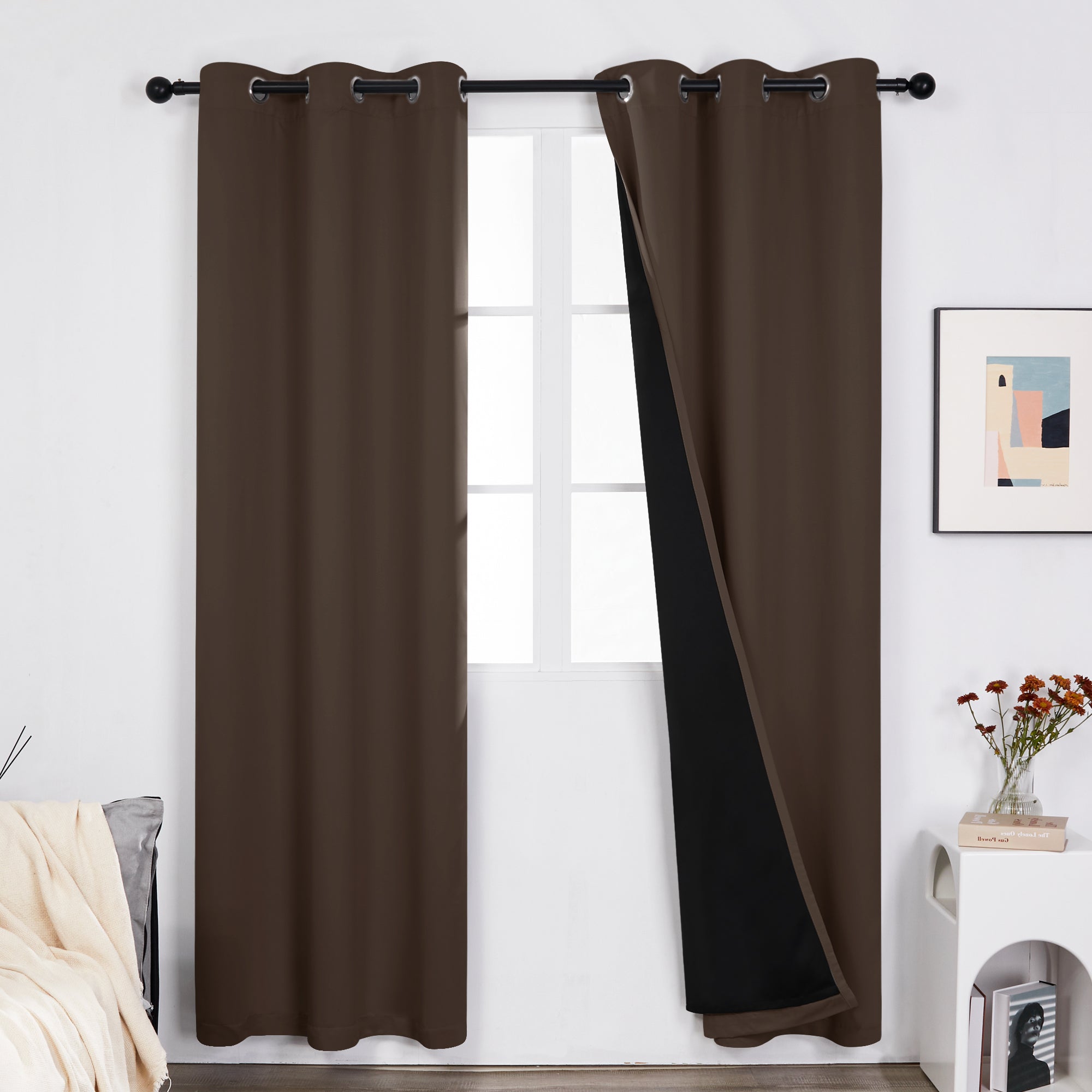 Deconovo Satin 100% Light sheiled Curtains 2Panels For LivingRoom or Bedroom
