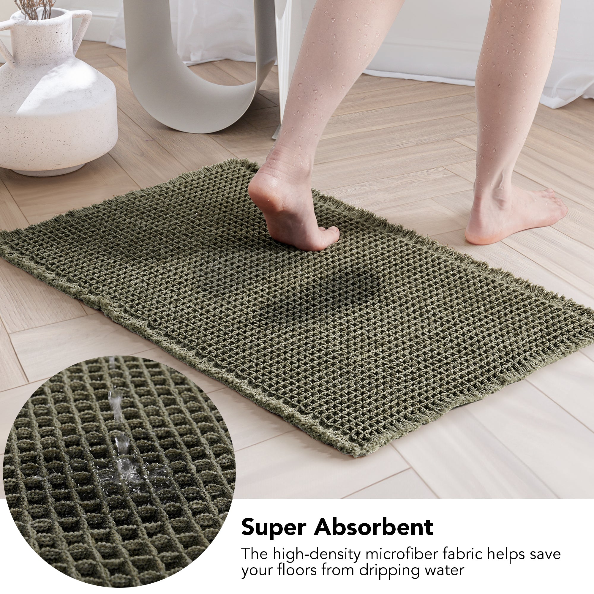 Deconovo Waffle Grid Bathroom Floor Mat Non Slip Absorbent Rug