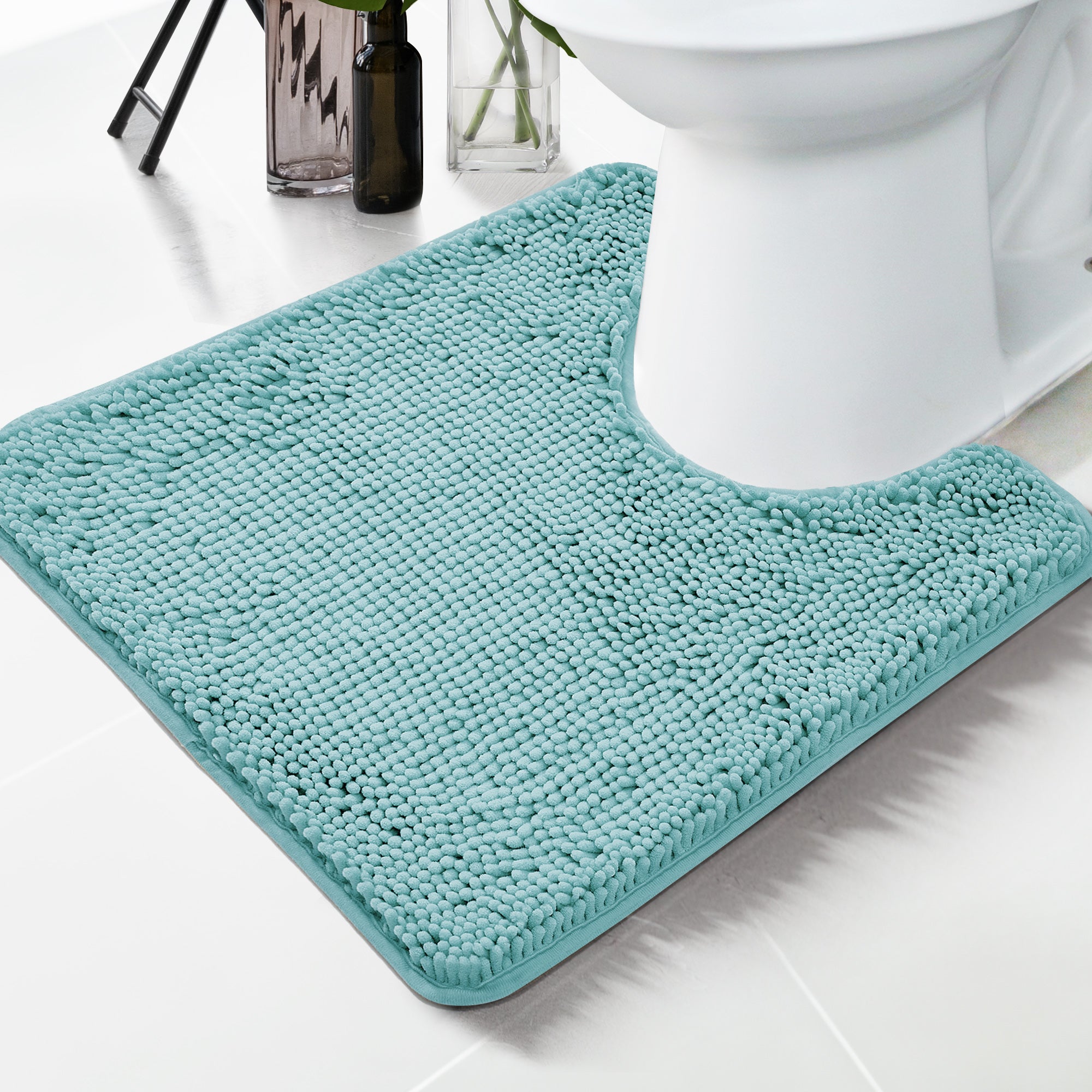 Deconovo Plush Chenille Bath Rug  Non-Slip, Washable Comfort Mat
