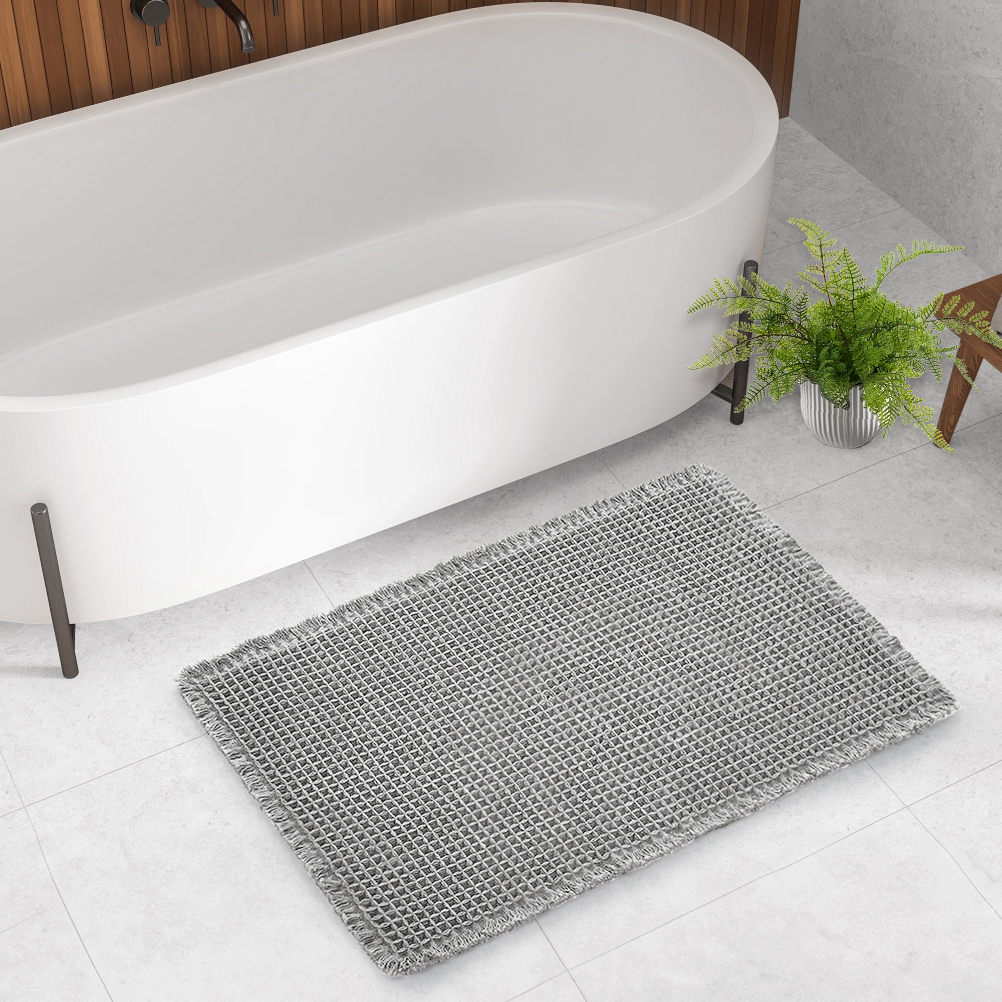 Deconovo Waffle Grid Bathroom Floor Mat Non Slip Absorbent Rug