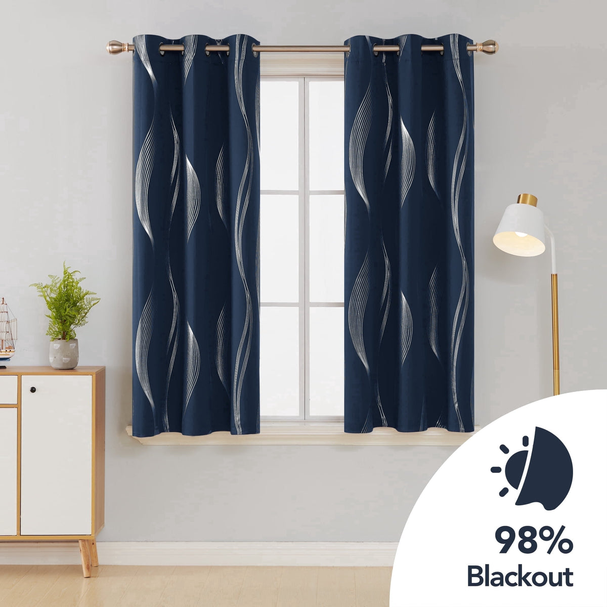 ZOPZO Curtains & Valances, Navy Blue
