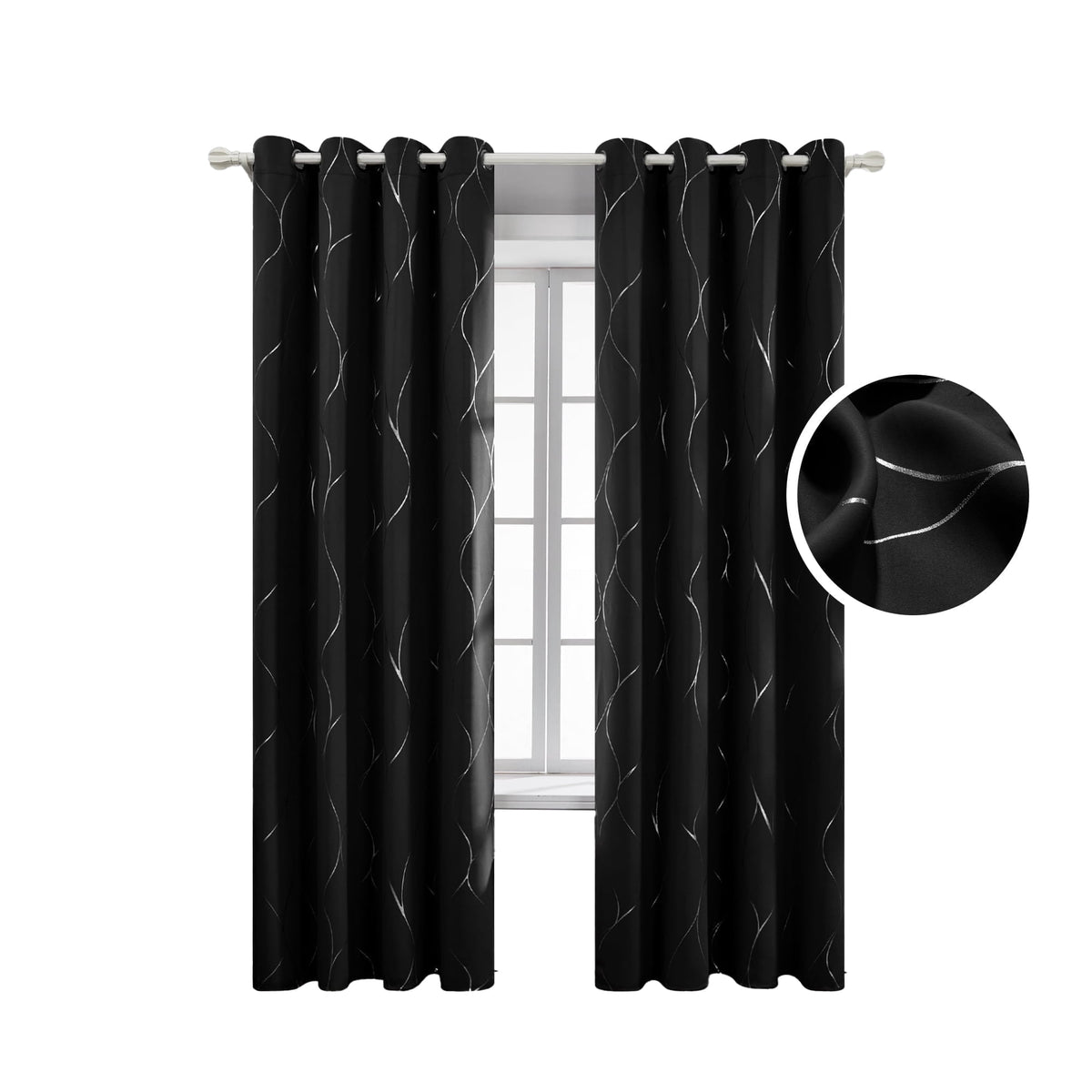 ZOPZO Curtains & Valances, Black