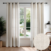 Deconovo Linen Texture Grommet Sheer Curtains, 2 Panels - Natural Linen, 52 x 84