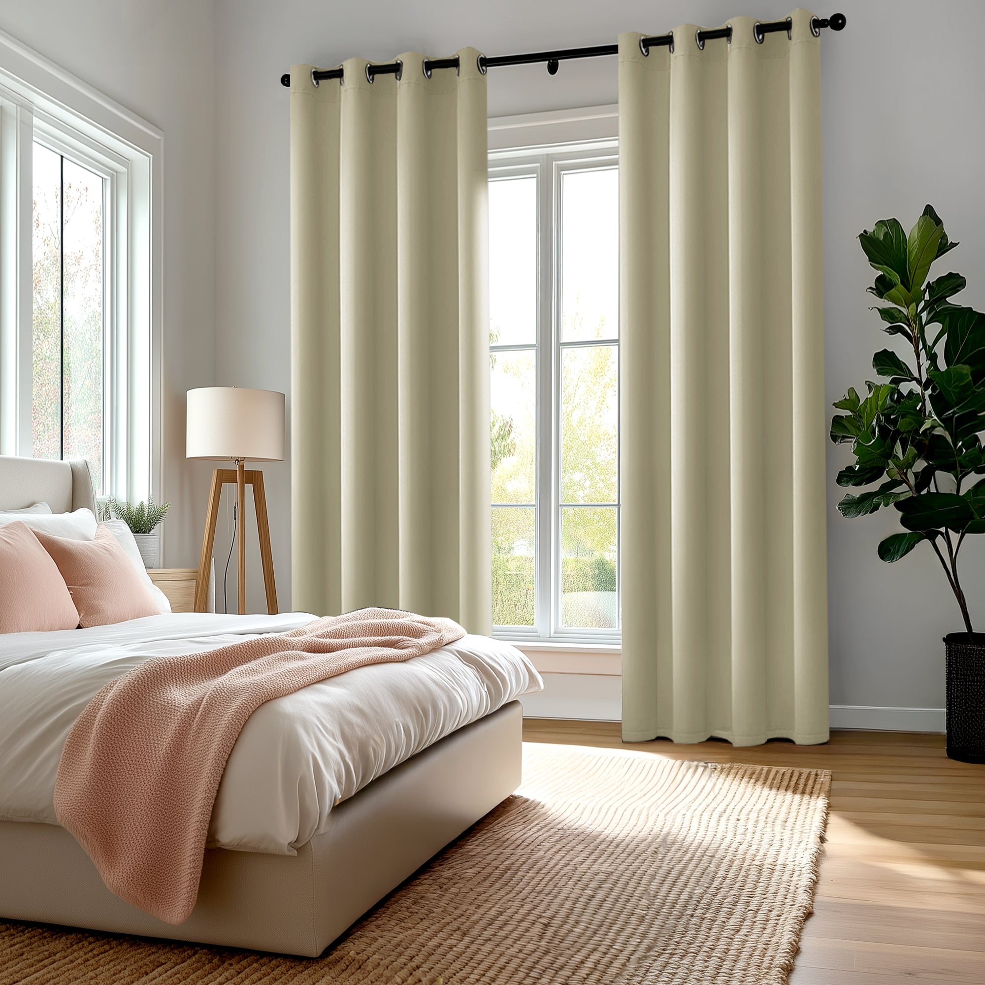 Deconovo Blackout Curtains for Bedroom & Living Room, Thermal Insulated Room Darkening Drapes, Grommet Panels Set of 2