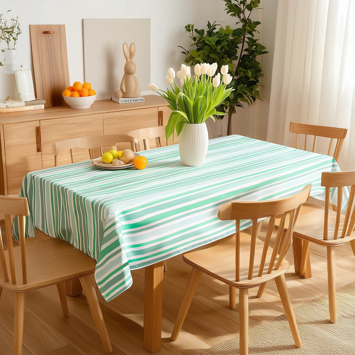 ZOPZO Tablecloths, Gray-Green/Striped