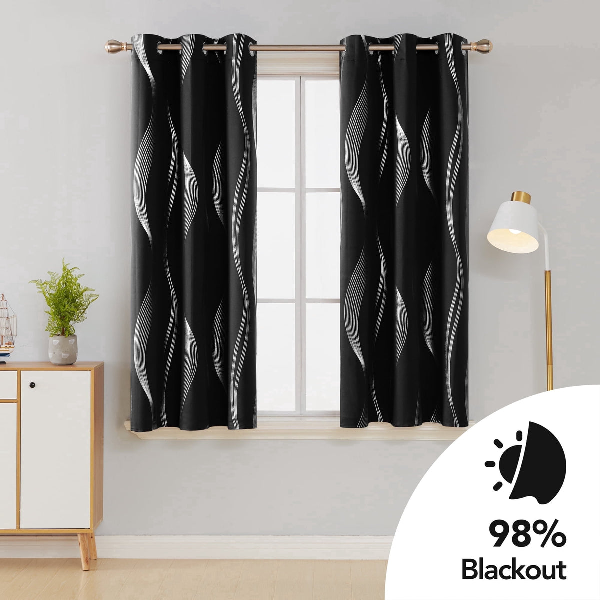 ZOPZO Curtains & Valances, Black